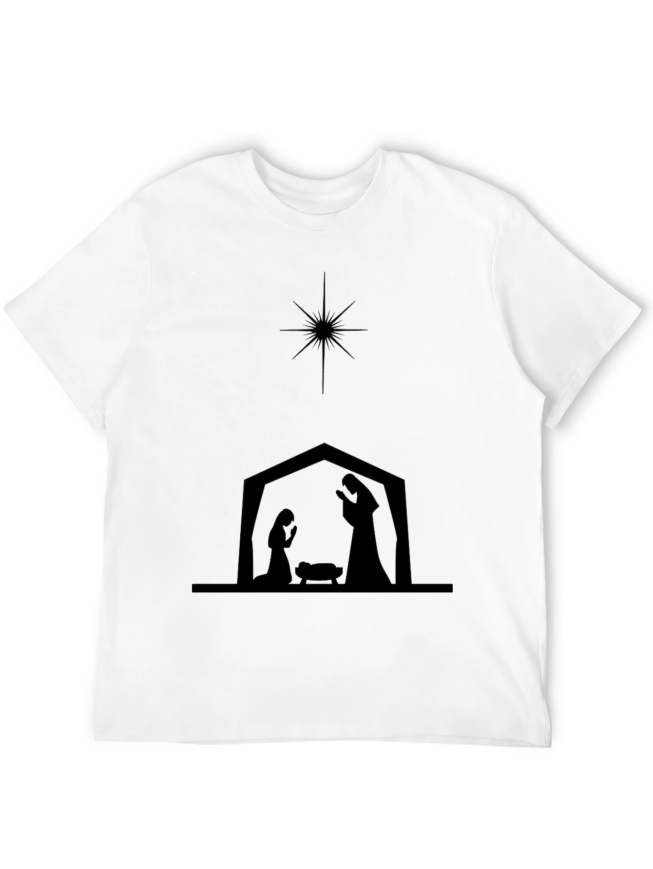Nativity Scene Silhouette Black T-Shirt - 12