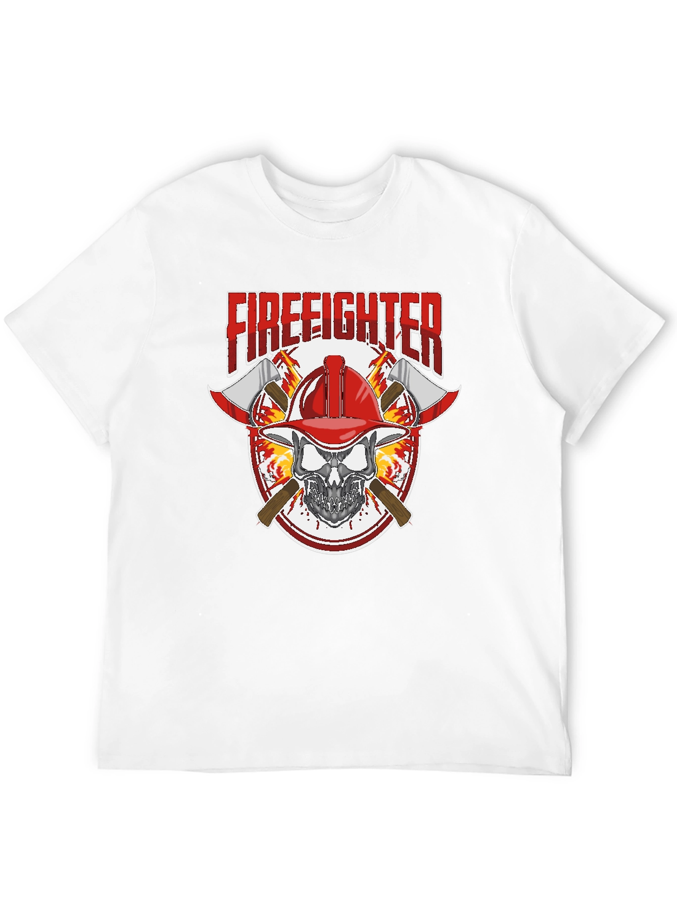 Black Firefighter Skull Graphic Tee view 12