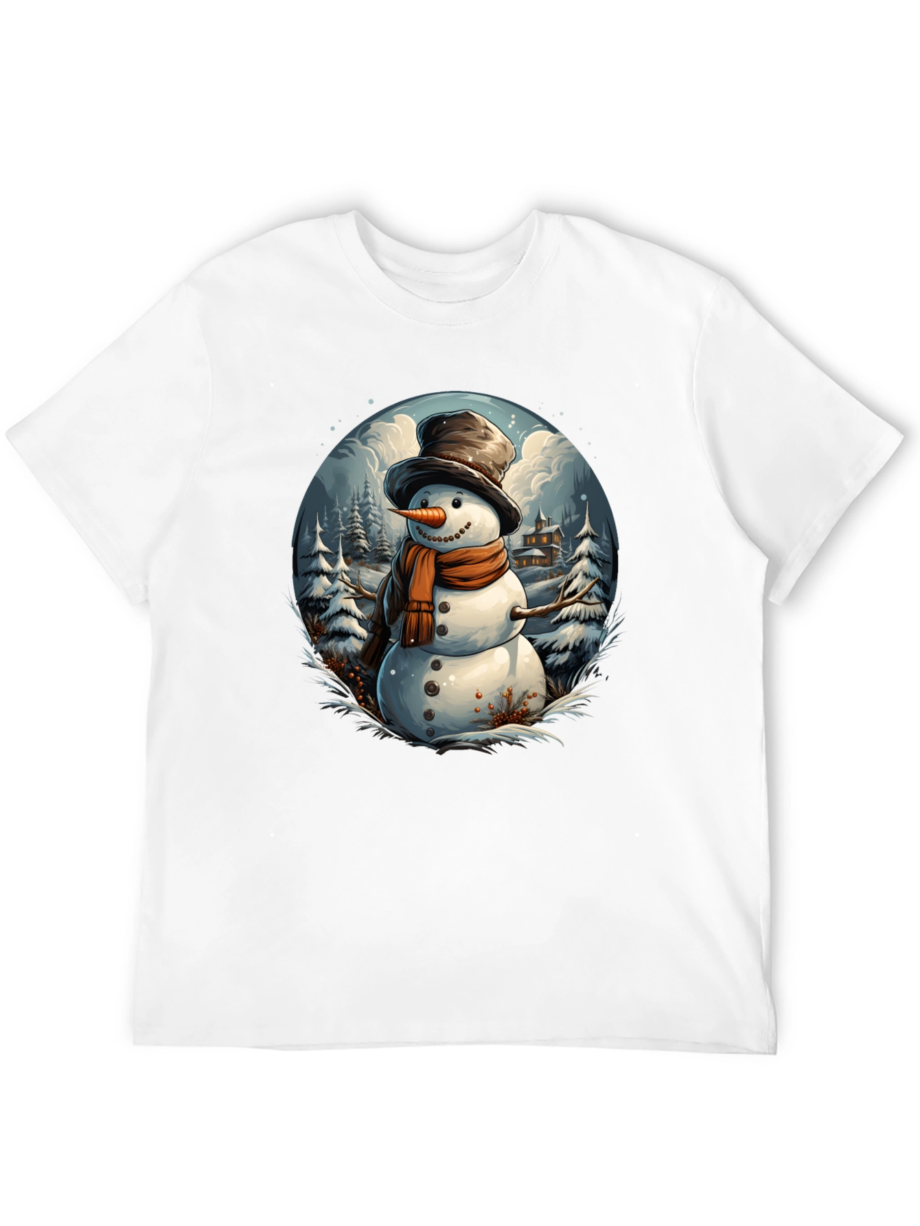 Festive Snowman Graphic Tee - Winter Holiday Apparel - 12