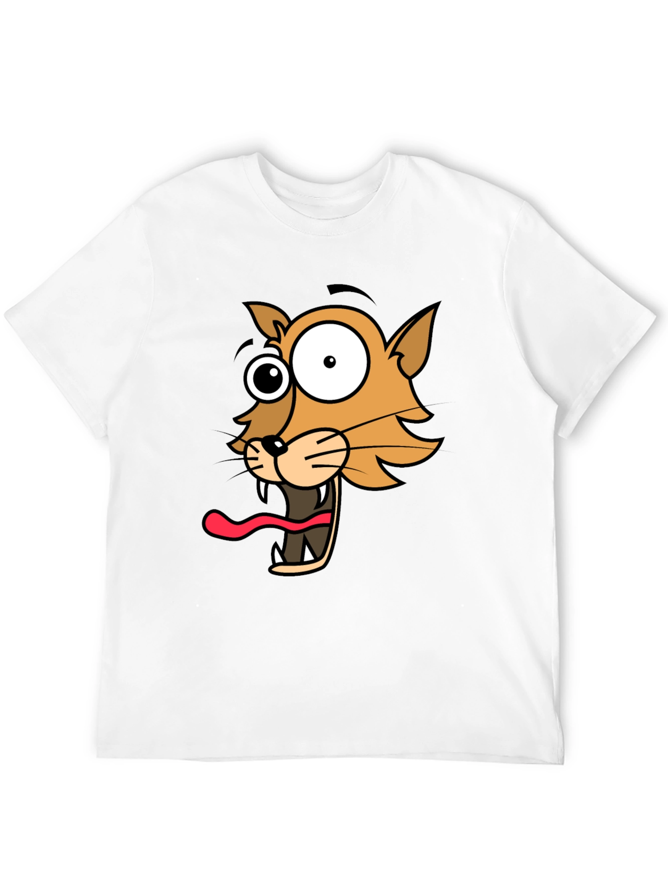 Black Cartoon Cat Graphic Tee - Hilarious Crazy Cat T-Shirt view 12
