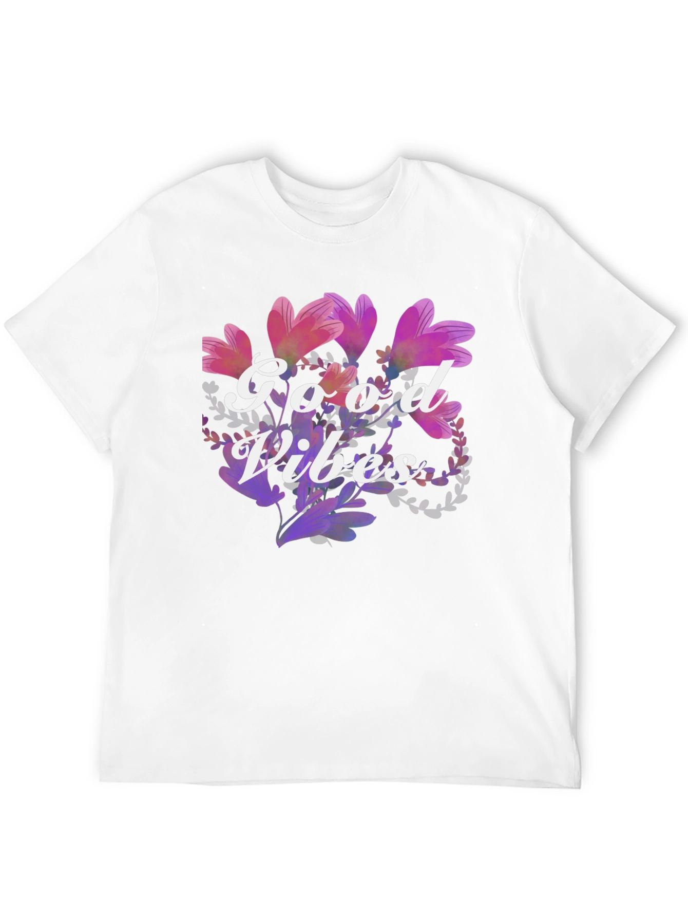 Black Good Vibes Floral Graphic Tee - Black Cotton Blend view 12