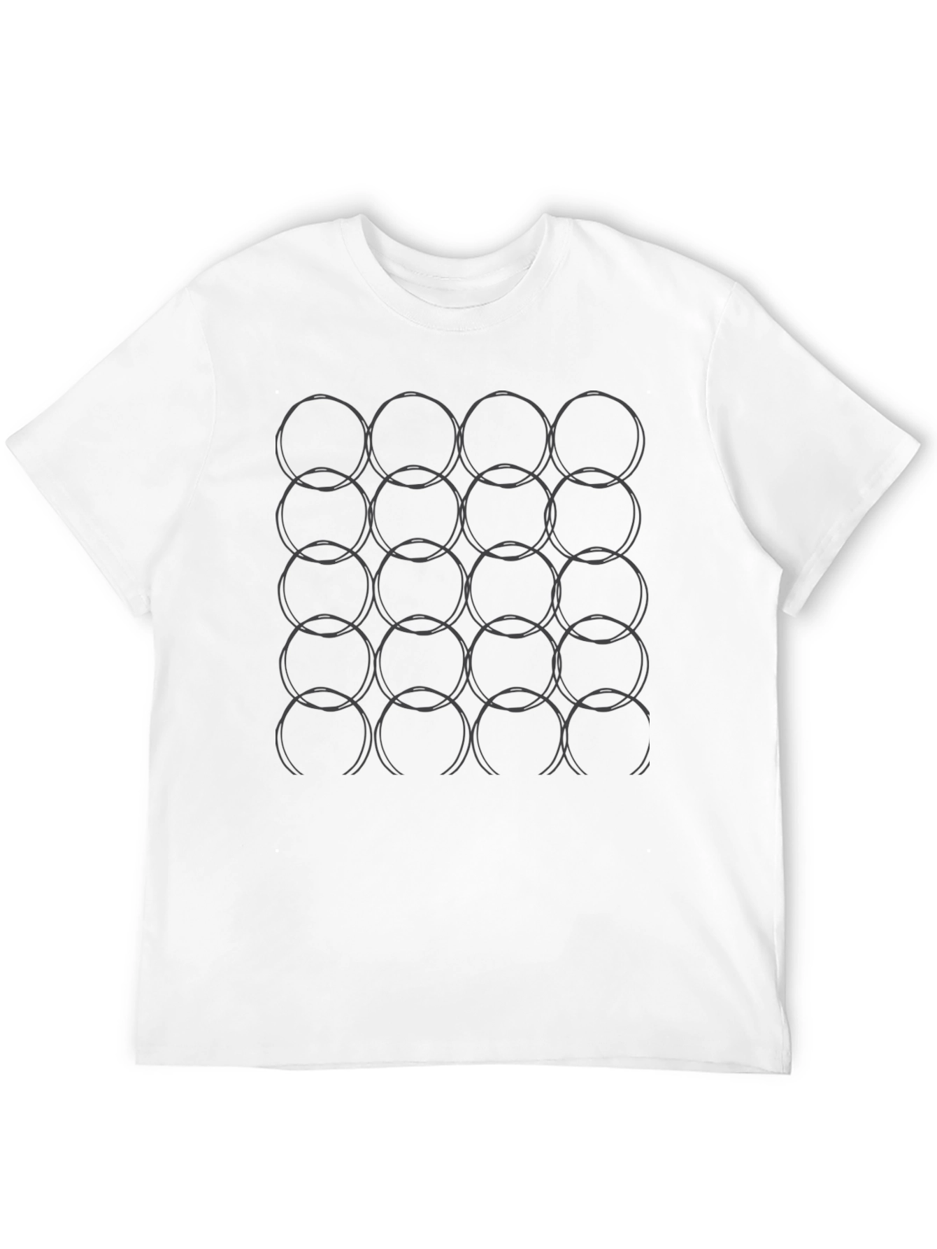 Black Abstract Circle Pattern Black T-Shirt view 12