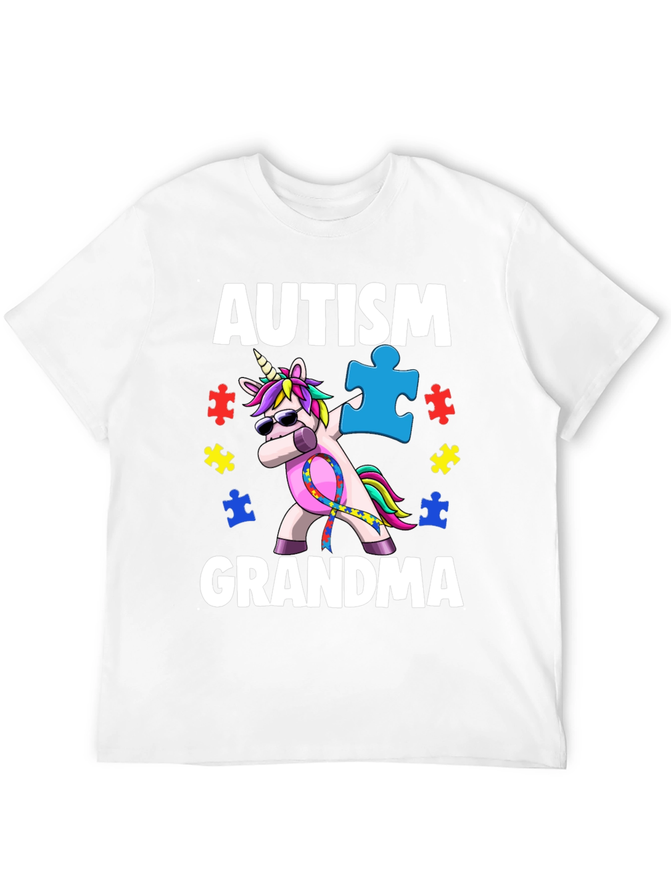 Black Autism Grandma Unicorn T-Shirt view 12