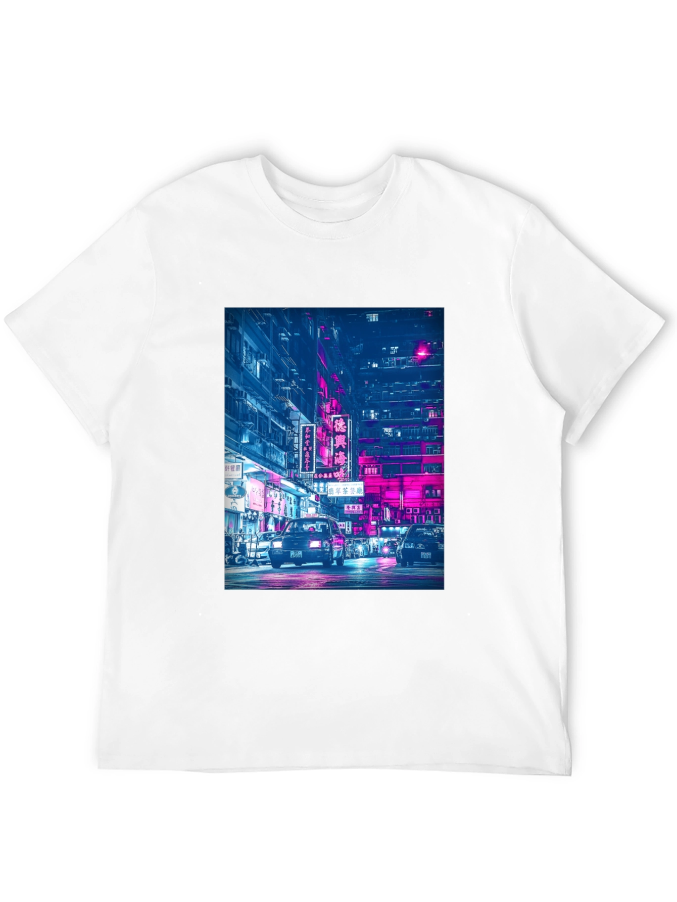 Black Night City Neon T-Shirt view 12