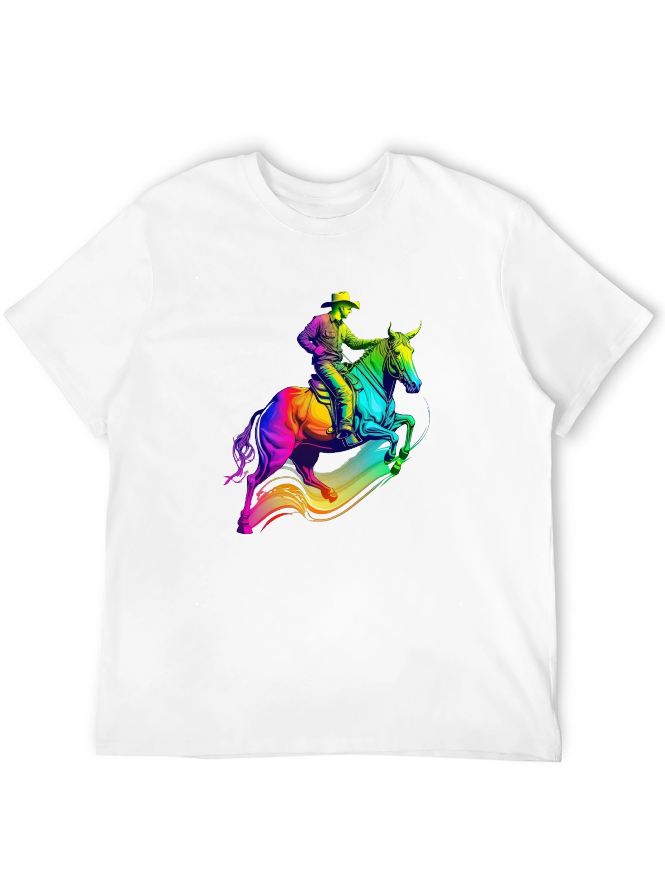 Black Rainbow Cowboy Horse Graphic T-Shirt view 12