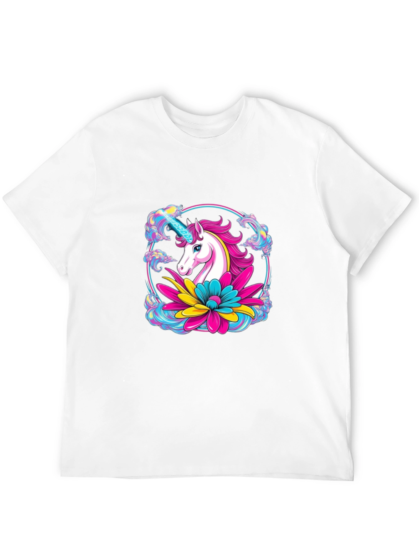 Black Unicorn Flower Black T-Shirt view 12