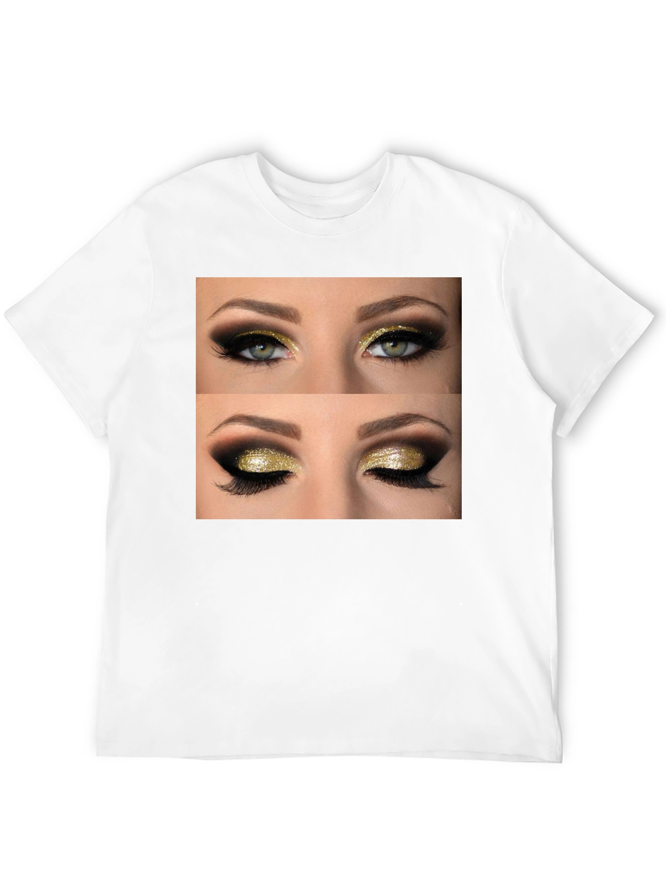 Black Glam Eyes Graphic Tee - Black Cotton Casual Wear view 12