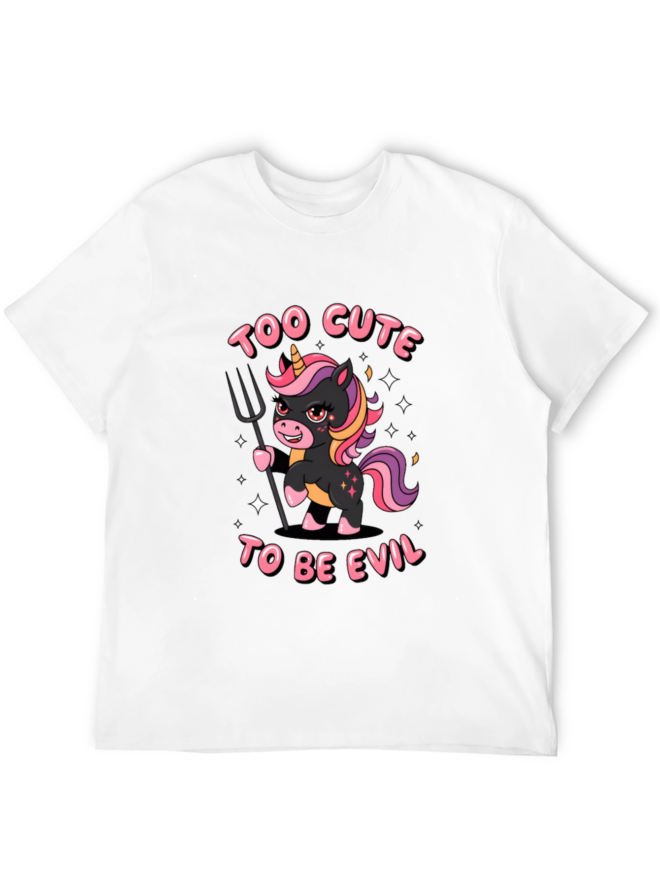 Black Too Cute To Be Evil Unisex T-Shirt view 12