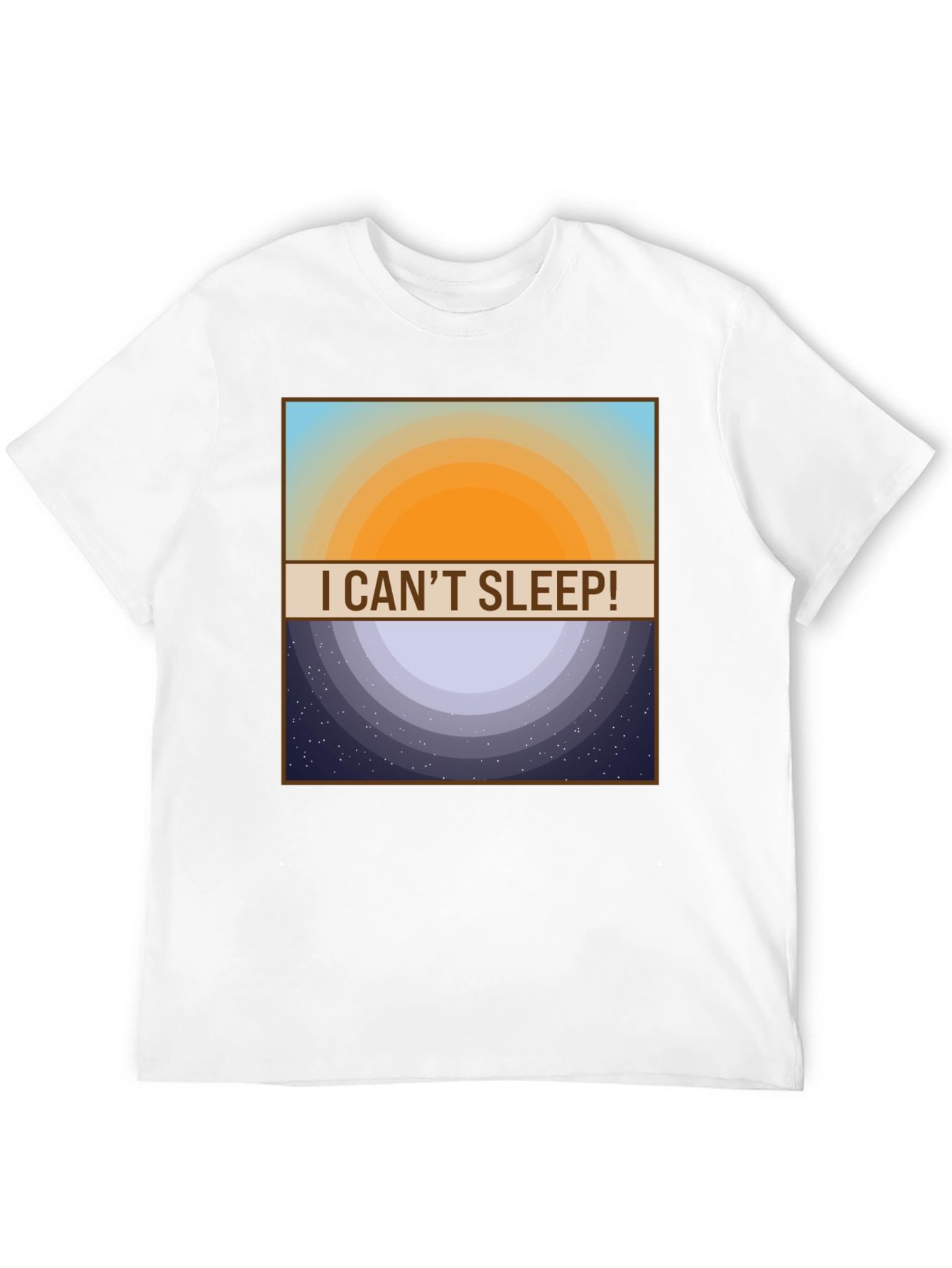 Black I Can't Sleep! T-Shirt - Day and Night Design view 12