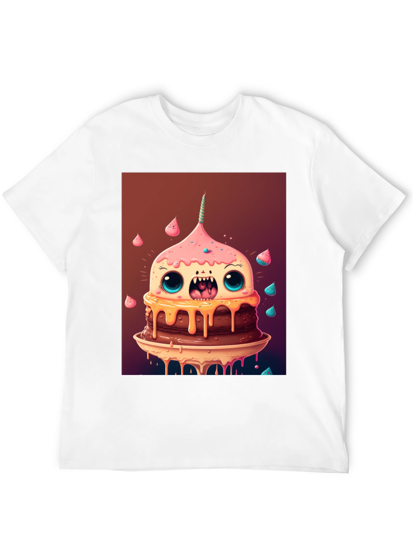 Black Monster Cake Graphic Tee - Unique Cartoon T-Shirt view 12