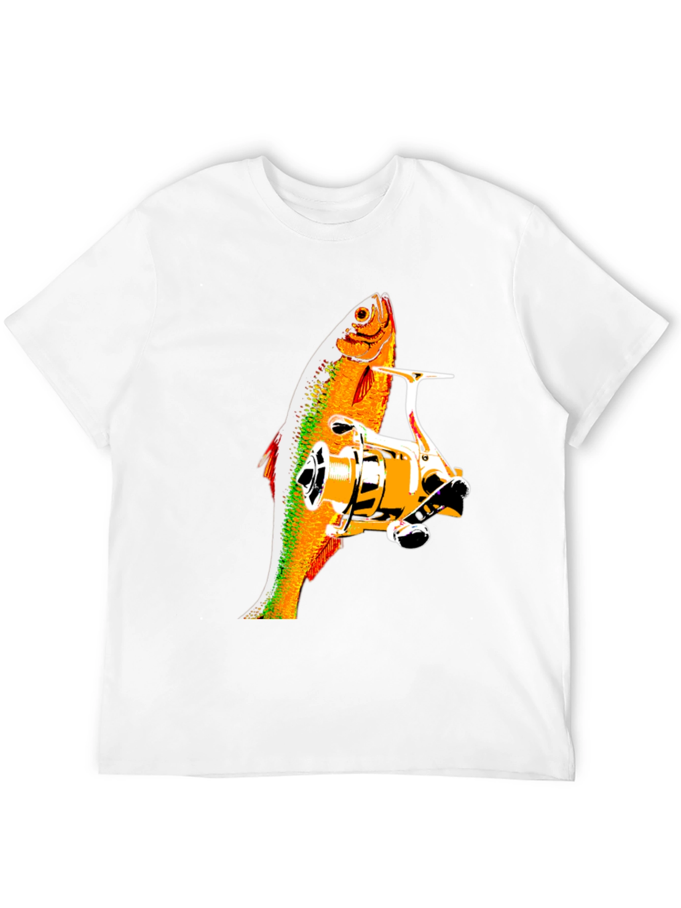 Black Fishing Reel & Fish Graphic Tee - Black Cotton Shirt view 12