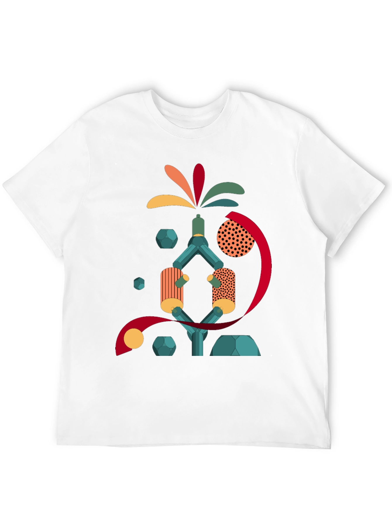 Black Abstract Geometric Design Black Cotton T-Shirt view 12