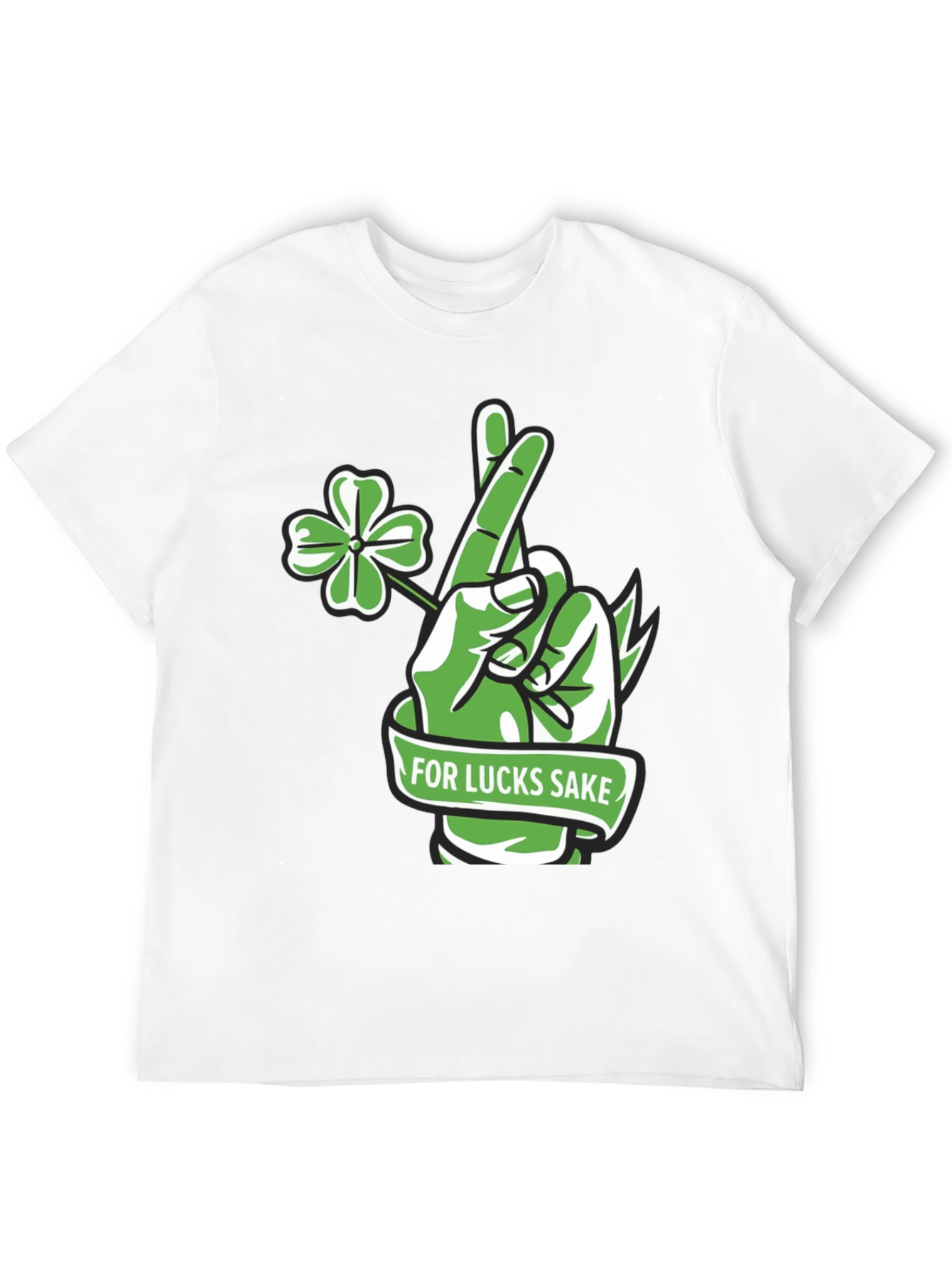 Black Lucky Charm T-Shirt - 'For Lucks Sake' Design view 12