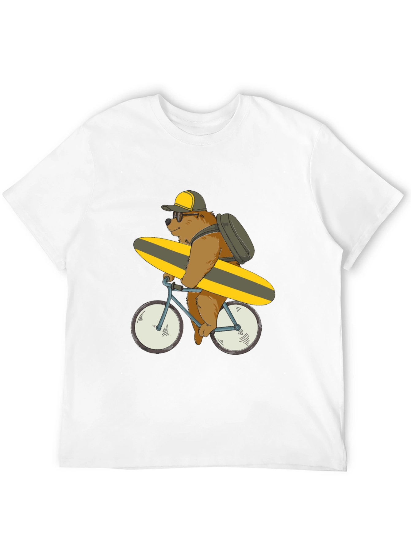 Black Bear on Bike T-Shirt - Surfing Bear Tee view 12