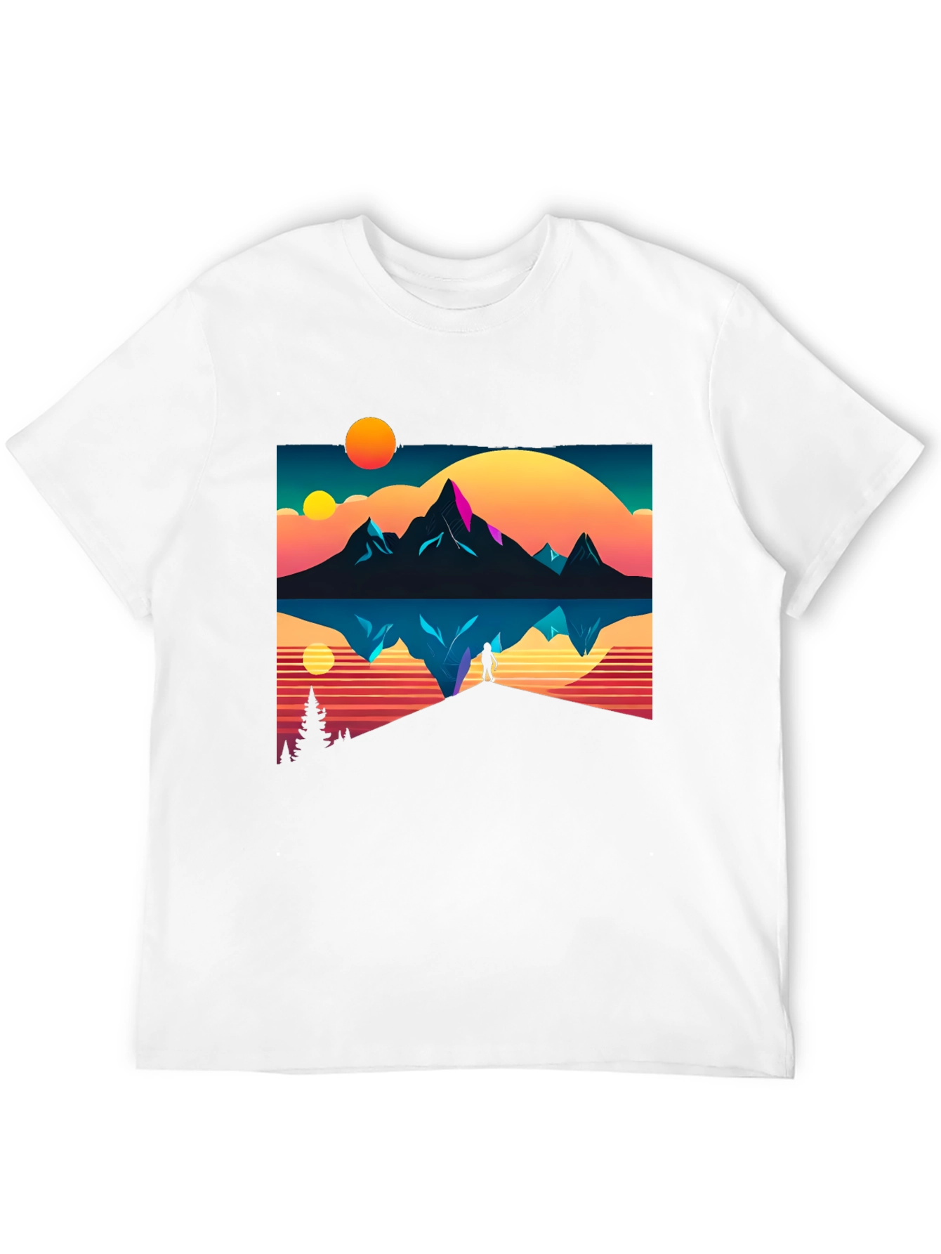 Black Retro Mountain Reflection Graphic Tee view 12