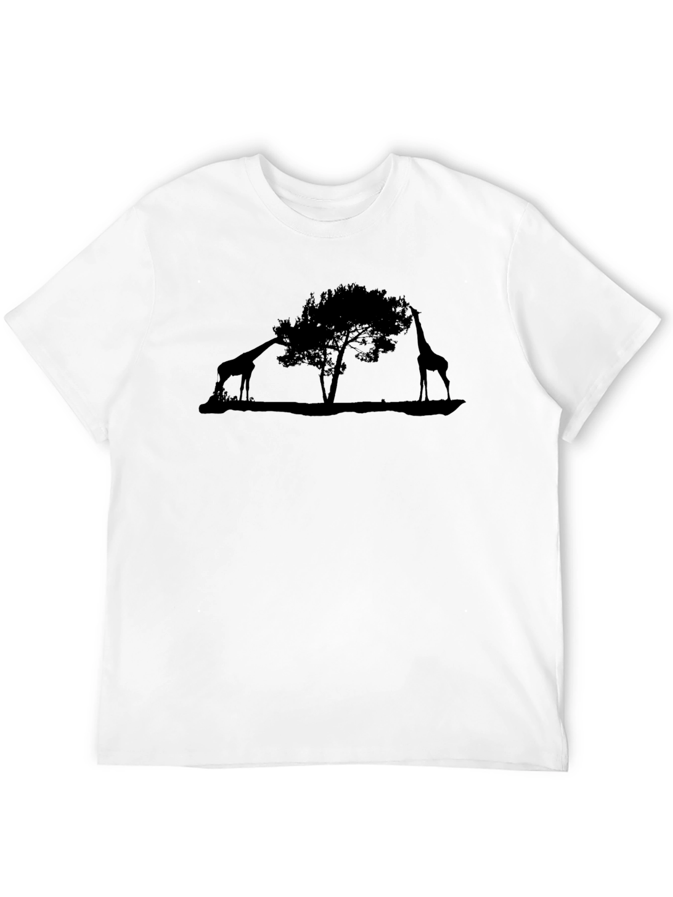 Black Giraffe Silhouette Black T-Shirt view 12