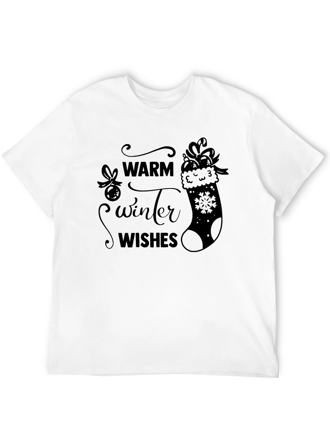 Black Warm Winter Wishes Black T-Shirt view 12