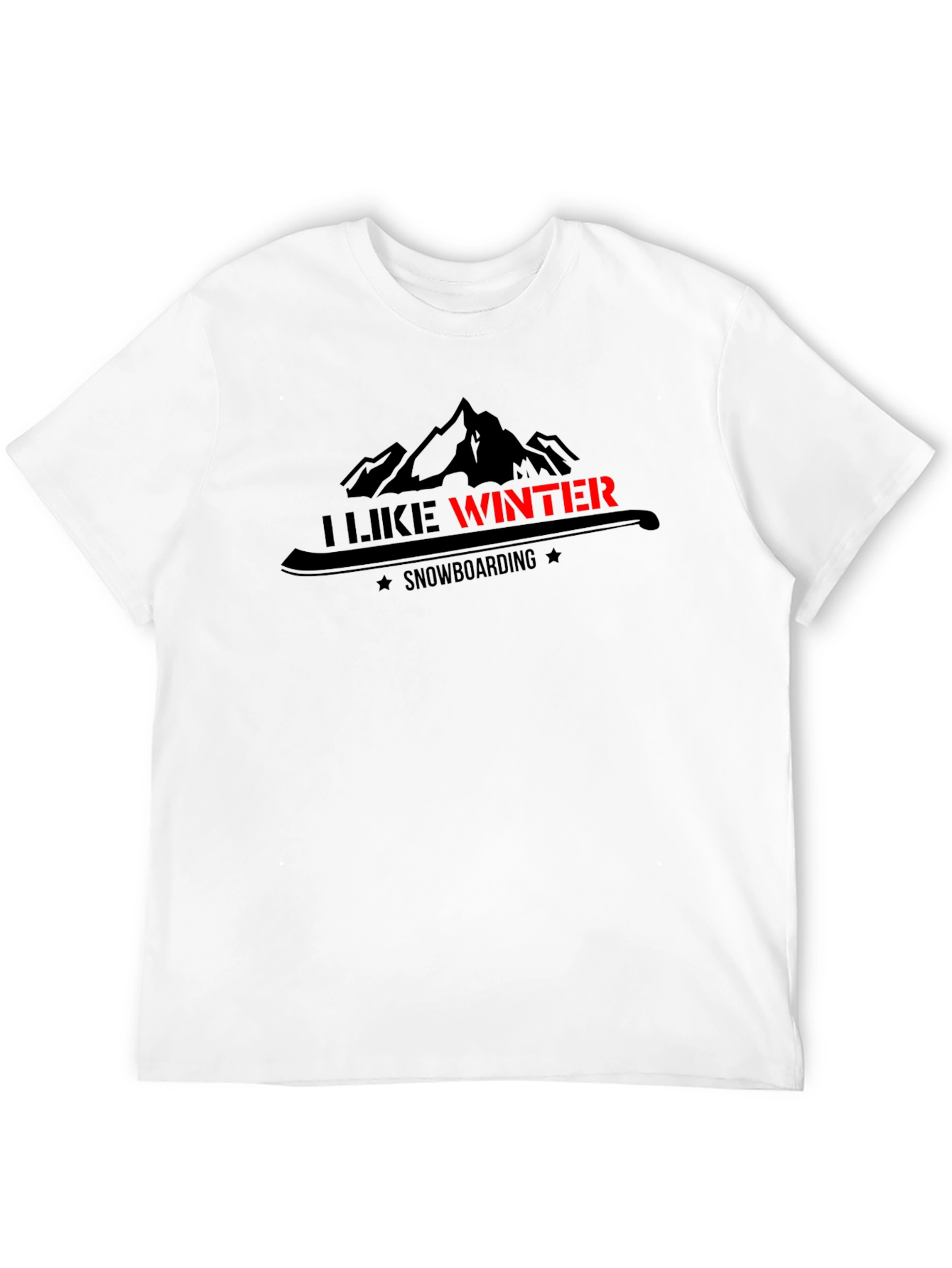 Black I Like Winter Snowboarding Graphic Black Tee view 12