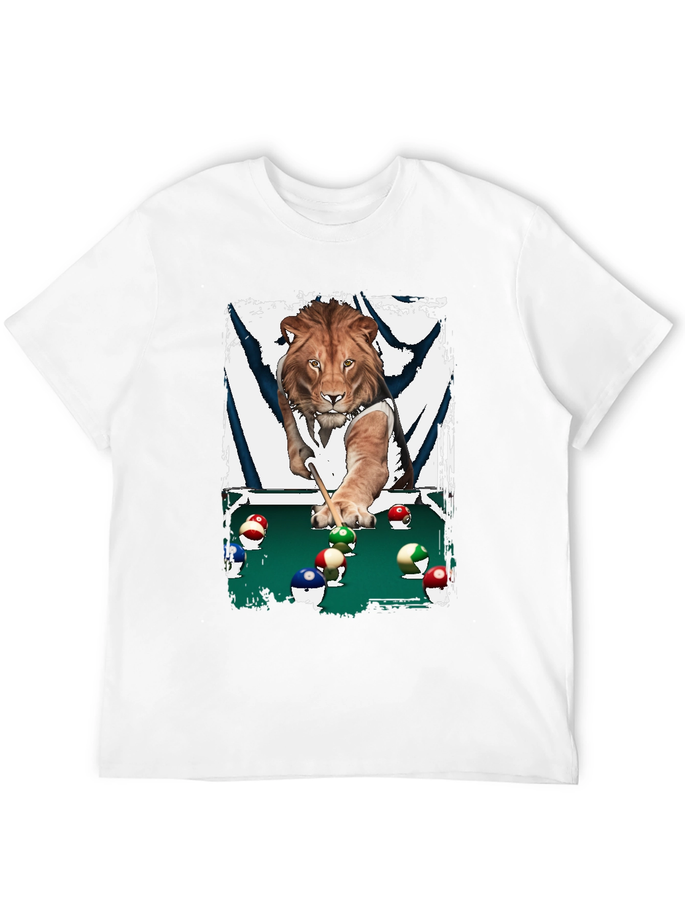 Black Lion Playing Pool T-Shirt - Unique Graphic Tee view 12