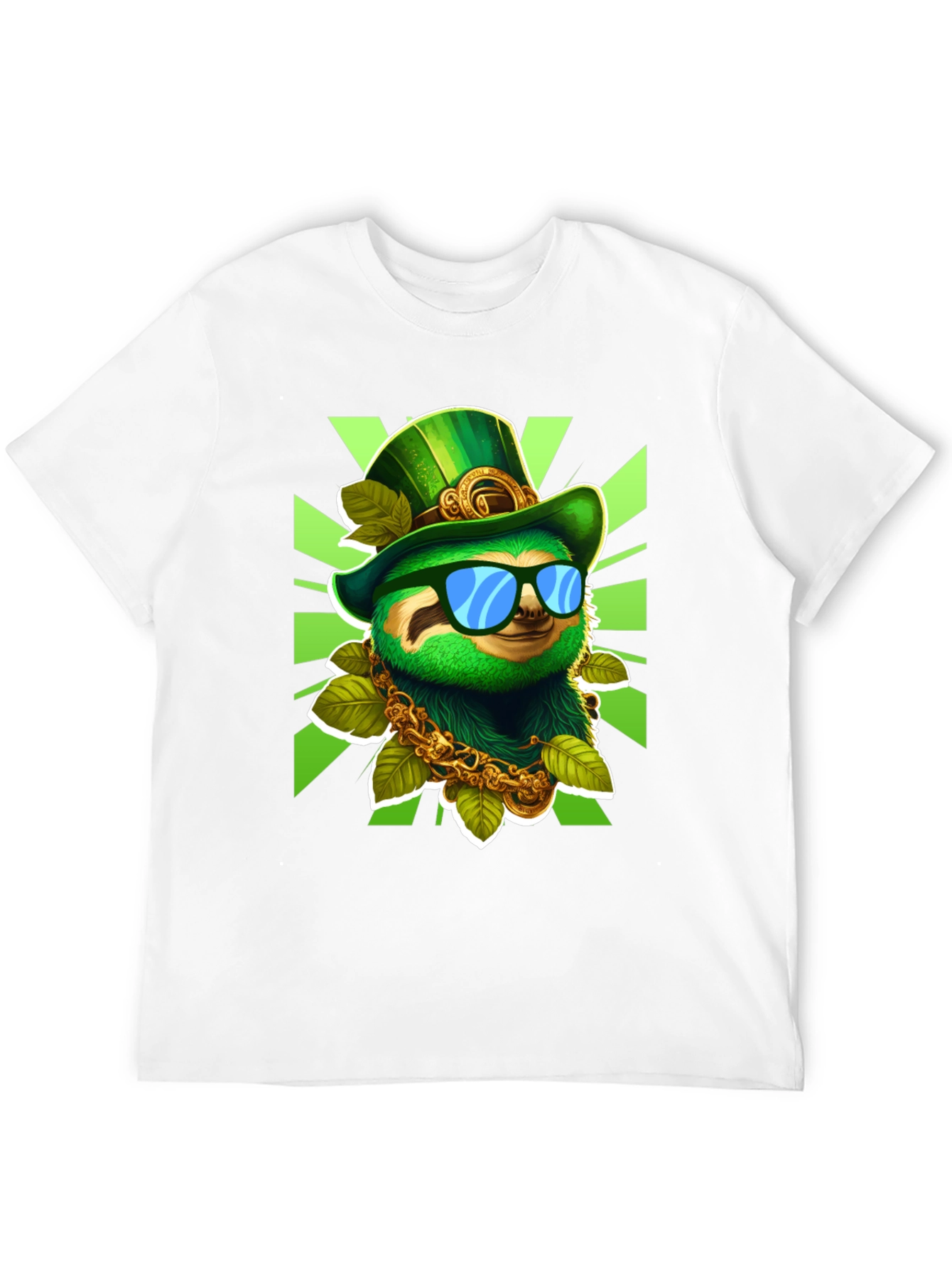 Black Lucky Sloth St. Patrick's Day T-Shirt view 12