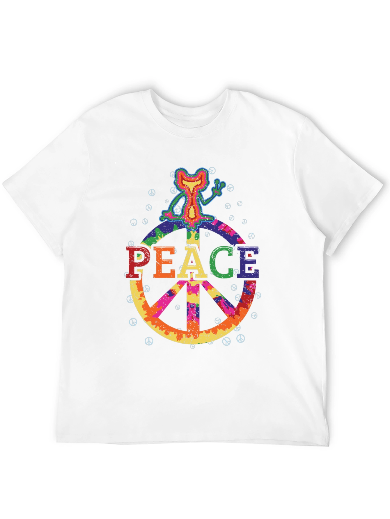 Black Retro Peace Sign Graphic Tee - Black Cotton T-Shirt view 12