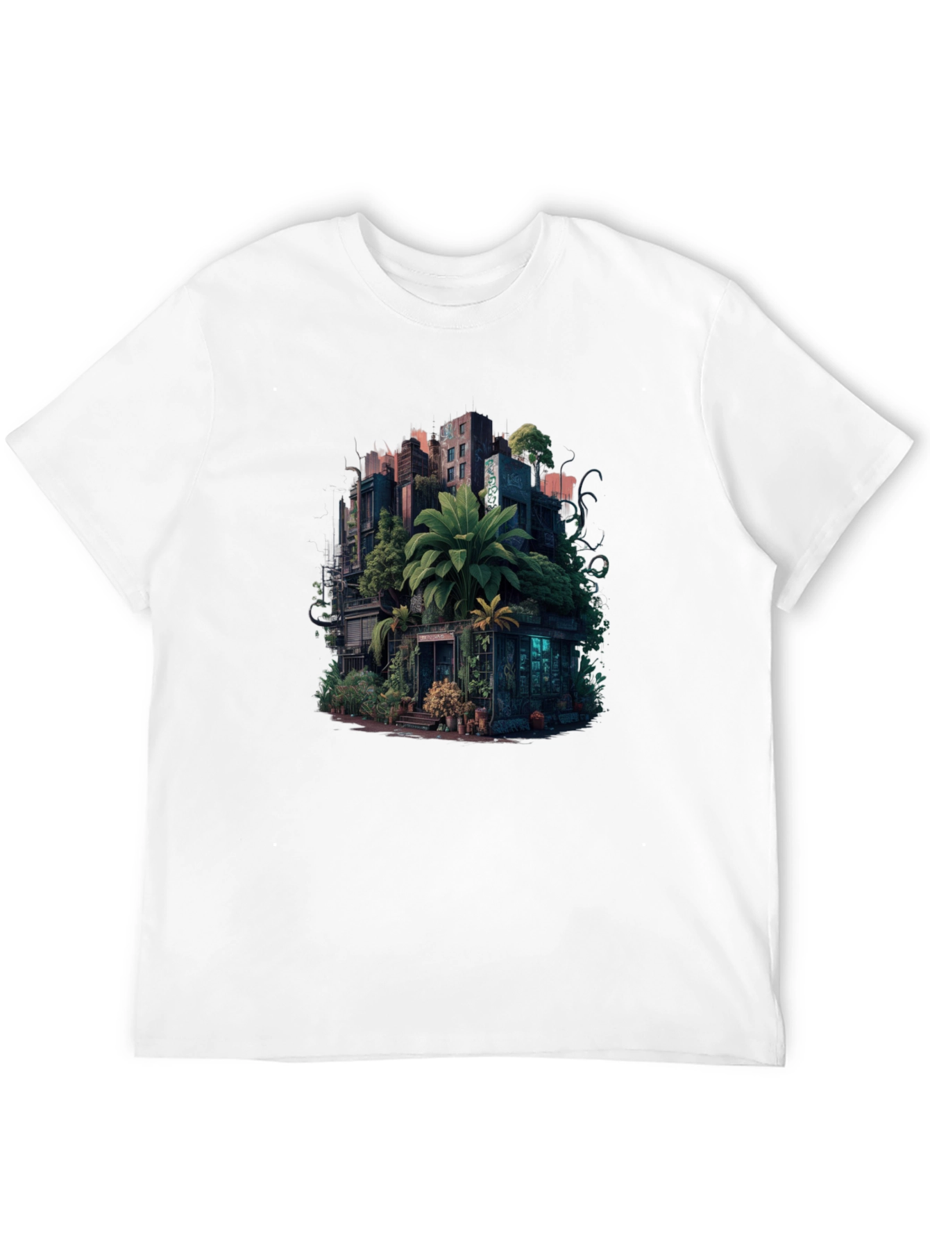Black Urban Jungle T-Shirt: City Meets Nature Tee view 12