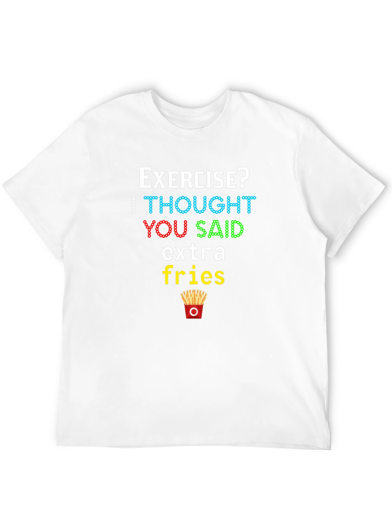 Black Funny "Extra Fries" Graphic Tee -  Casual Black T-Shirt view 12