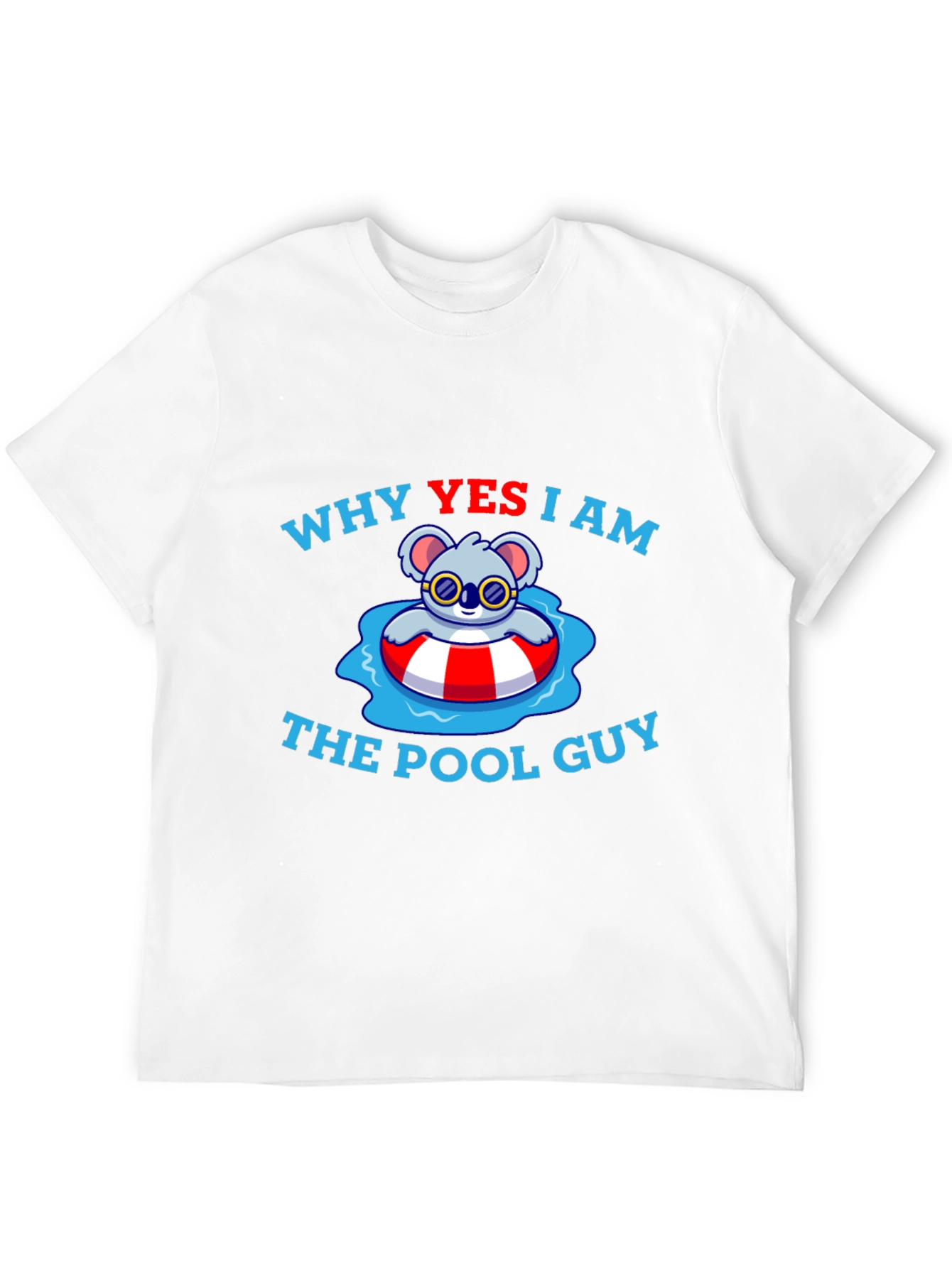 Black Funny Koala Pool Guy T-Shirt - Black view 12