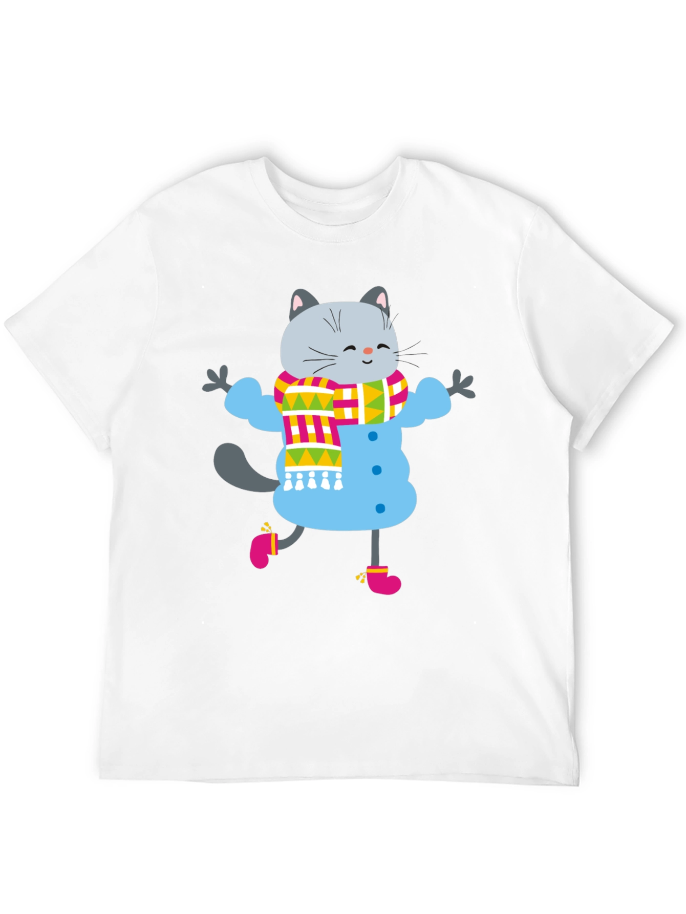 Black Winter Cat Graphic Tee - Fun & Festive view 12