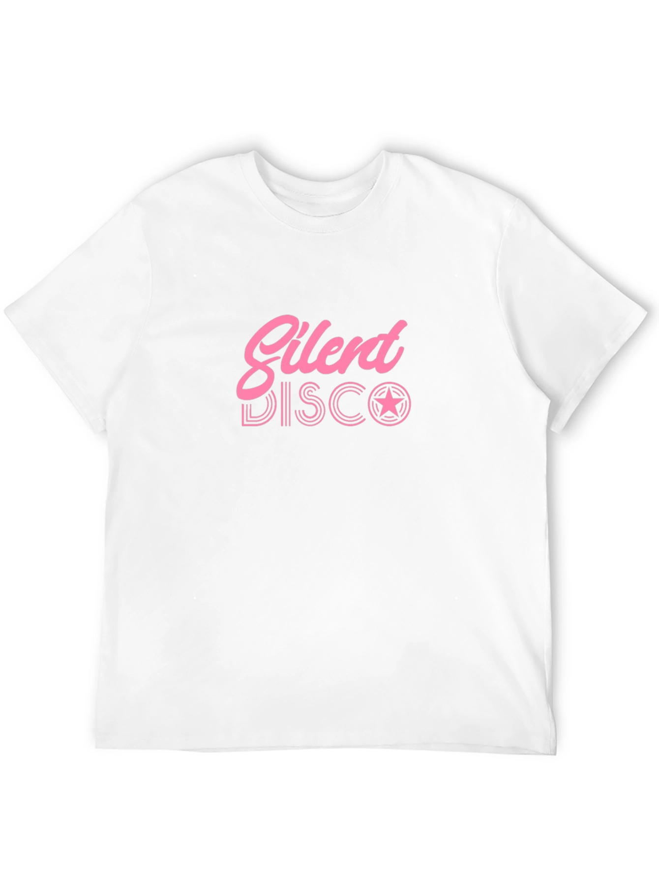 Black Silent Disco T-Shirt - Black Tee with Pink Graphic view 12