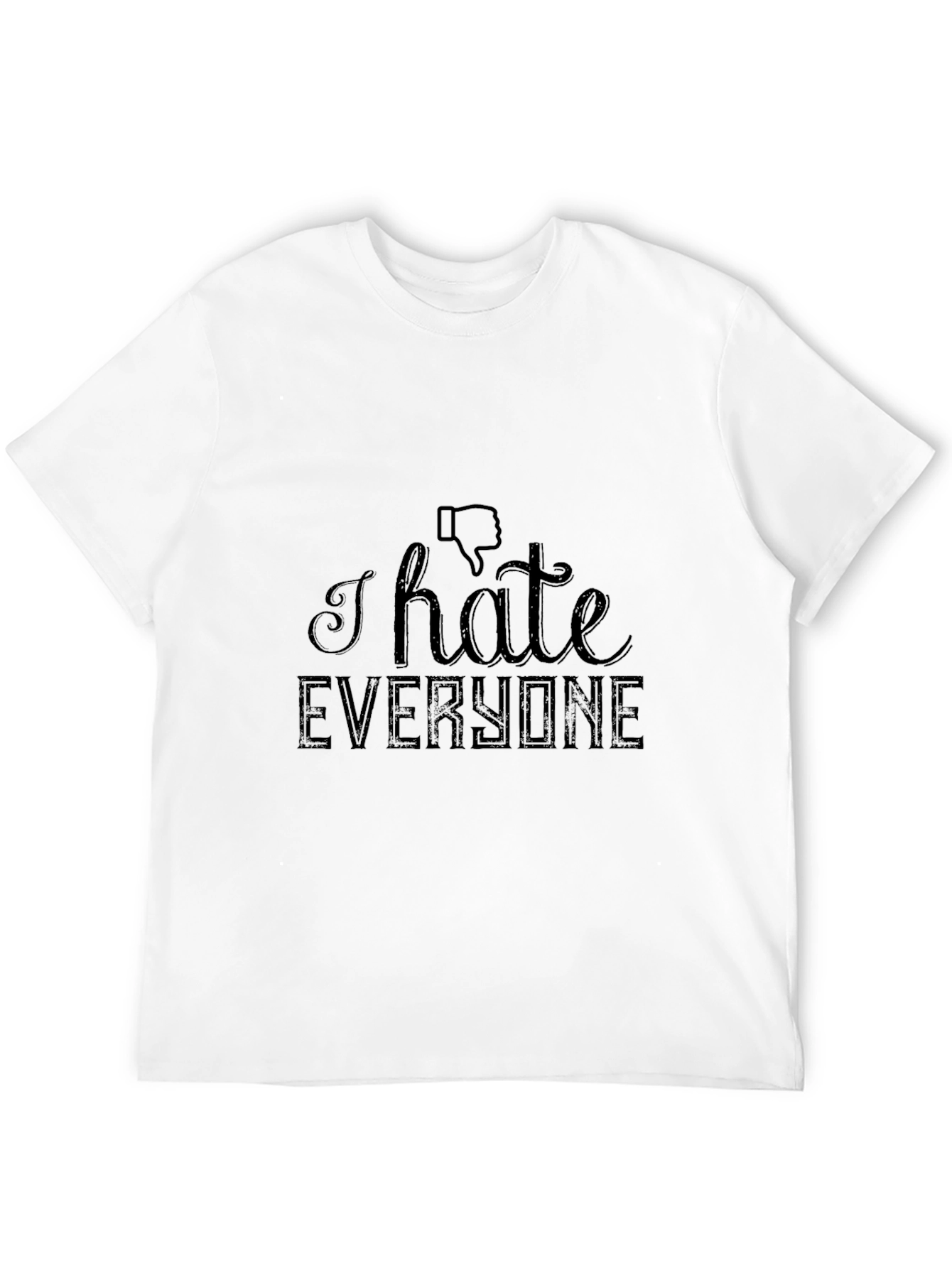 Black I Hate Everyone Graphic T-Shirt - Black Crew Neck view 12