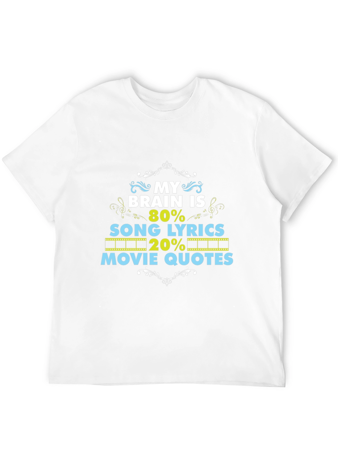 Black Brain 80% Song Lyrics, 20% Movie Quotes Black T-Shirt view 12