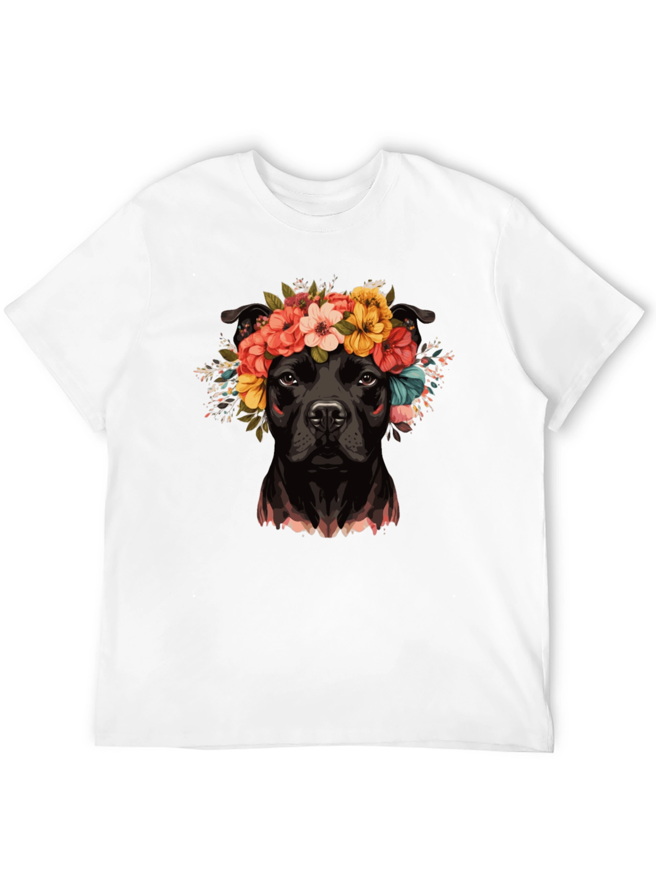 Black Dog with Flower Crown T-Shirt view 12