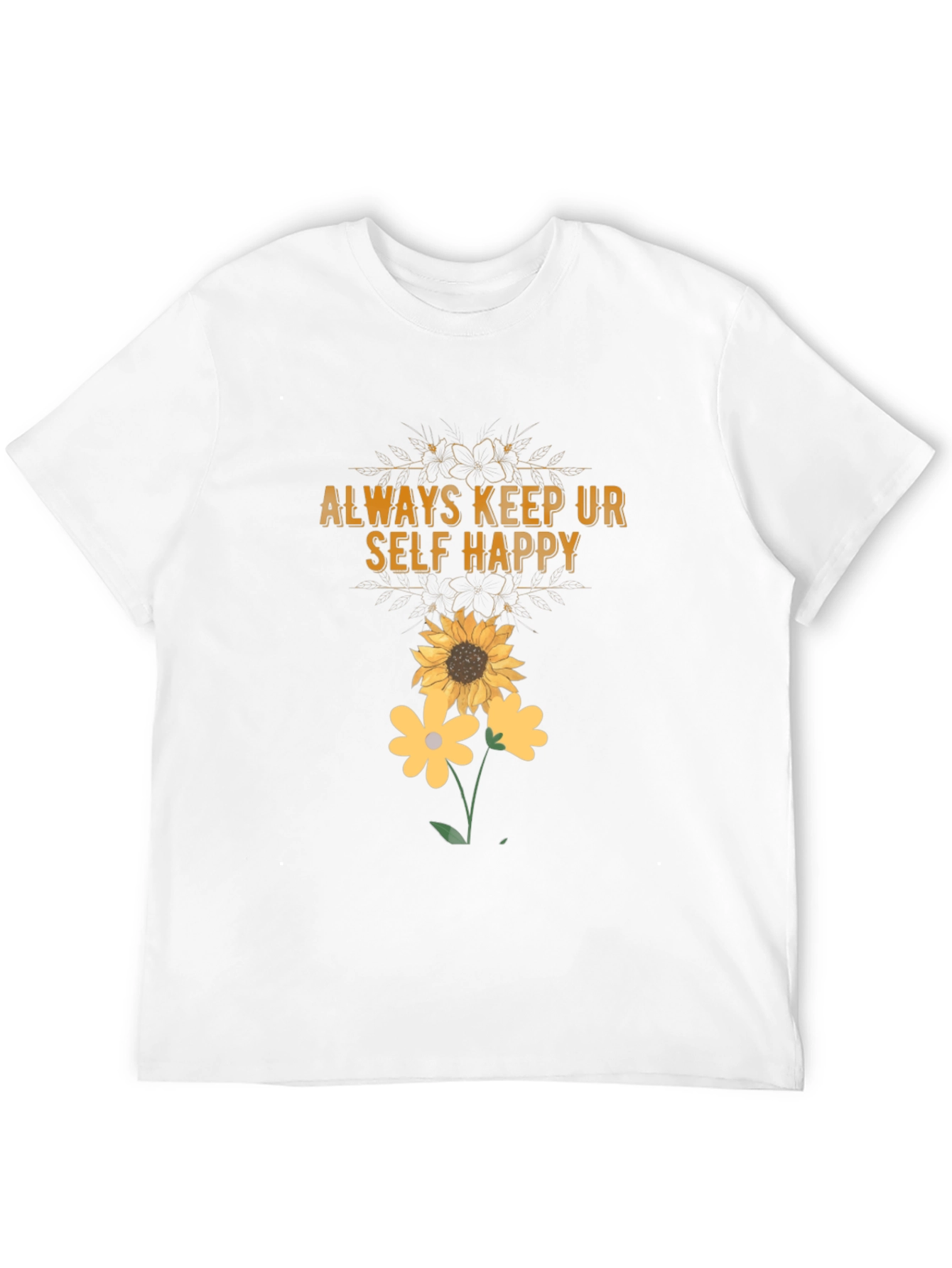 Black Always Keep Ur Self Happy T-Shirt Sunflower Graphic Tee view 12