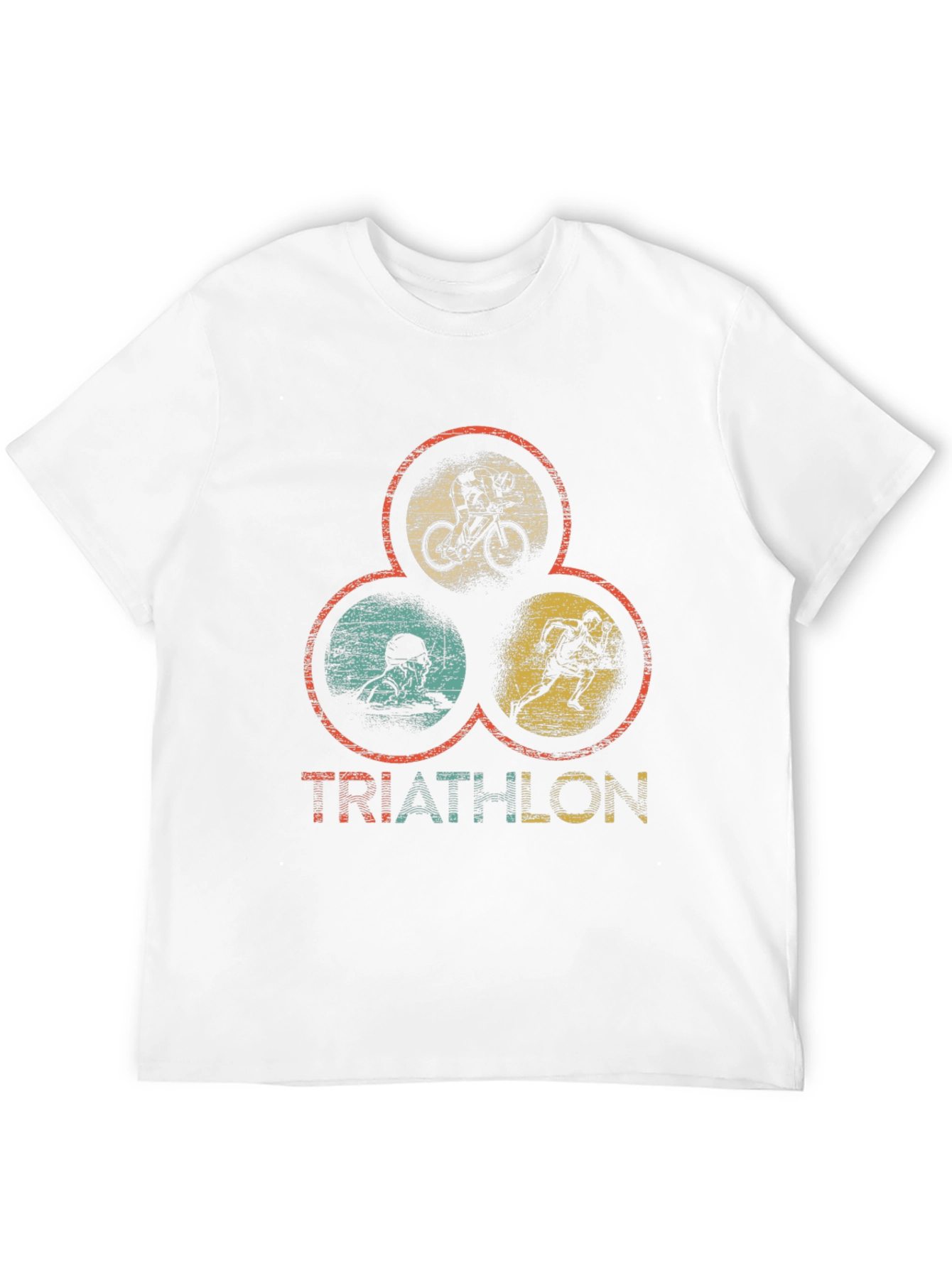 Black Triathlon T-Shirt: Vintage Style Sports Tee view 12