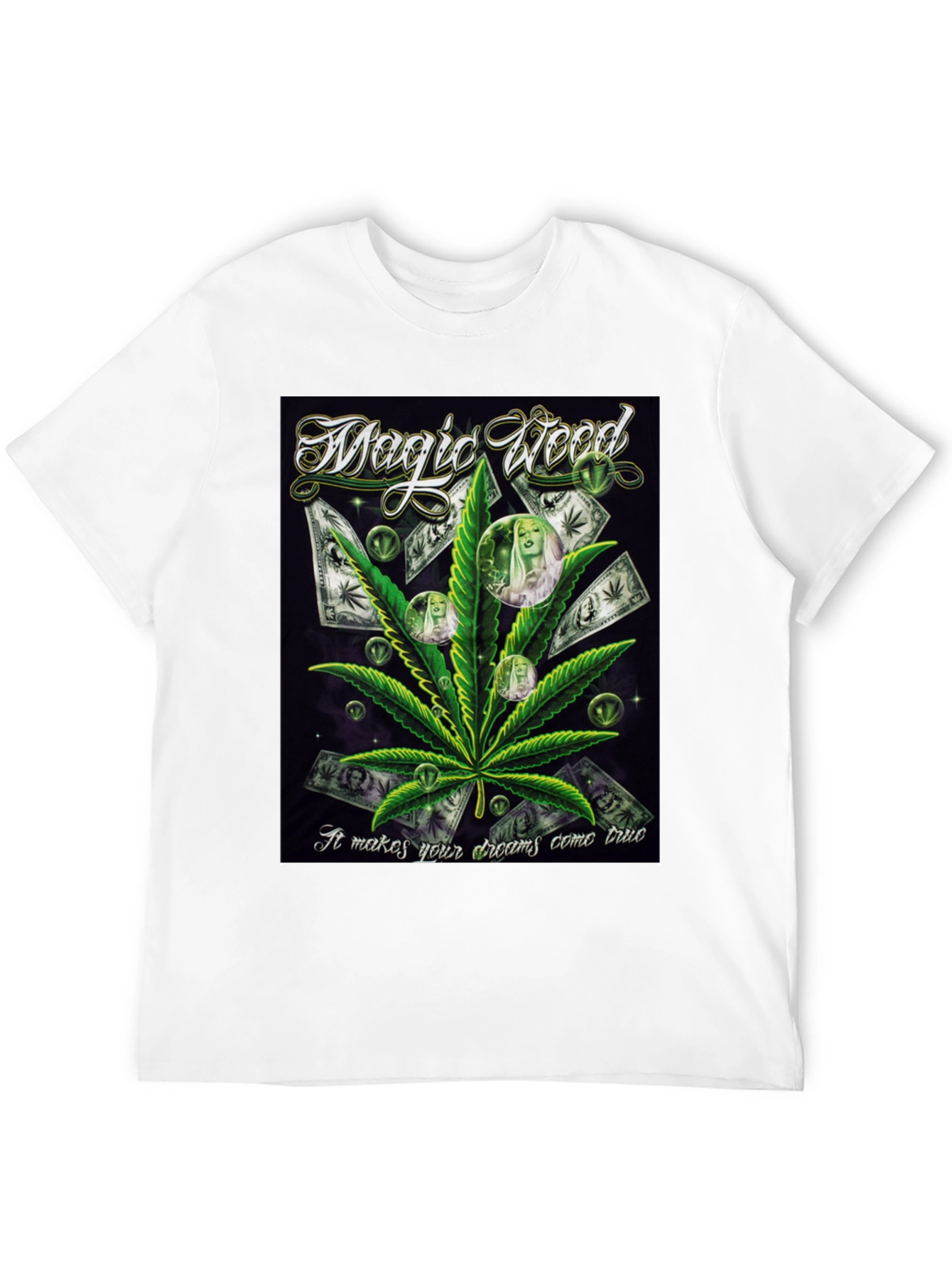 Black Magic Weed Graphic Print Black T-Shirt view 12
