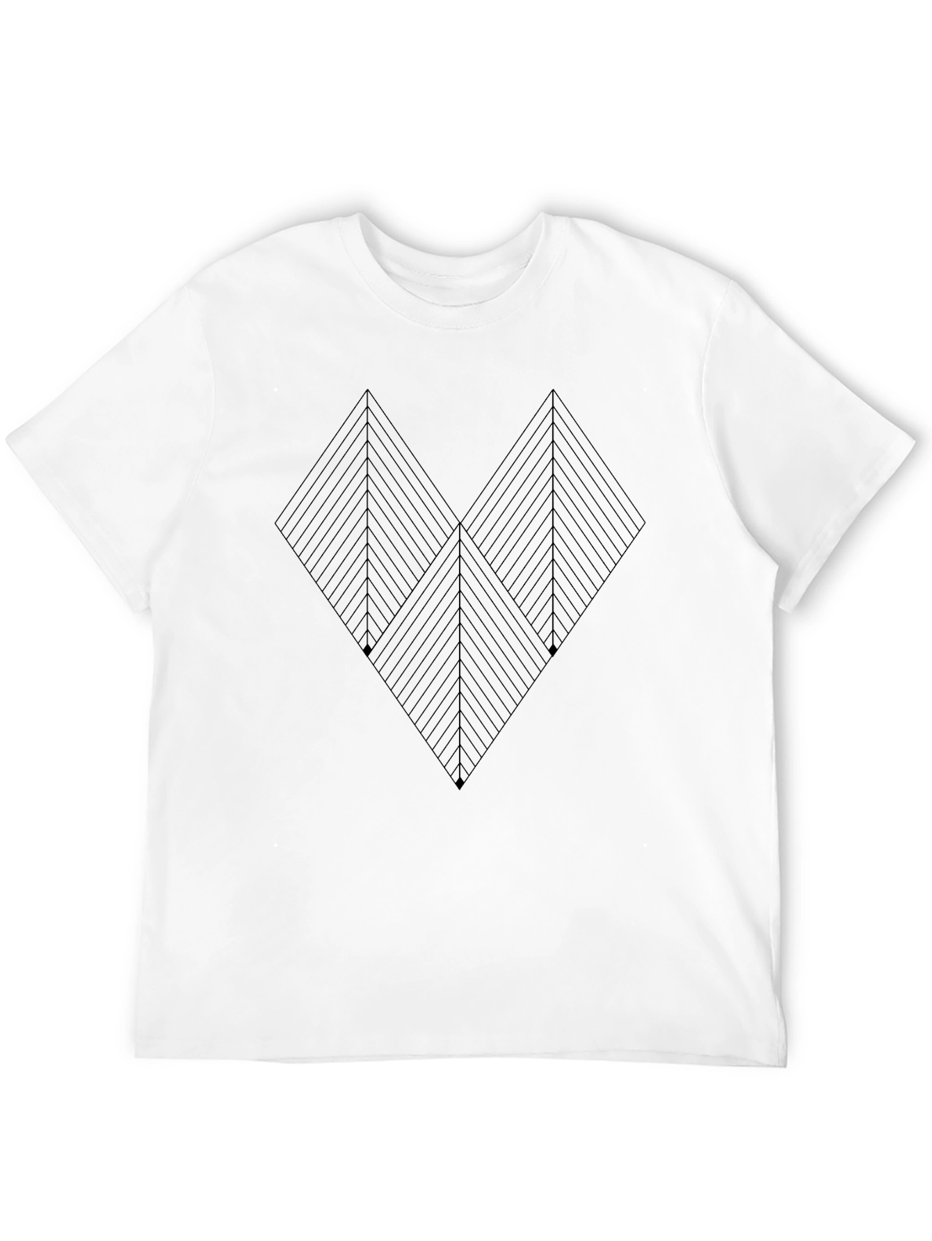 Black Modern Geometric Tee - Black Line Art Shirt view 12
