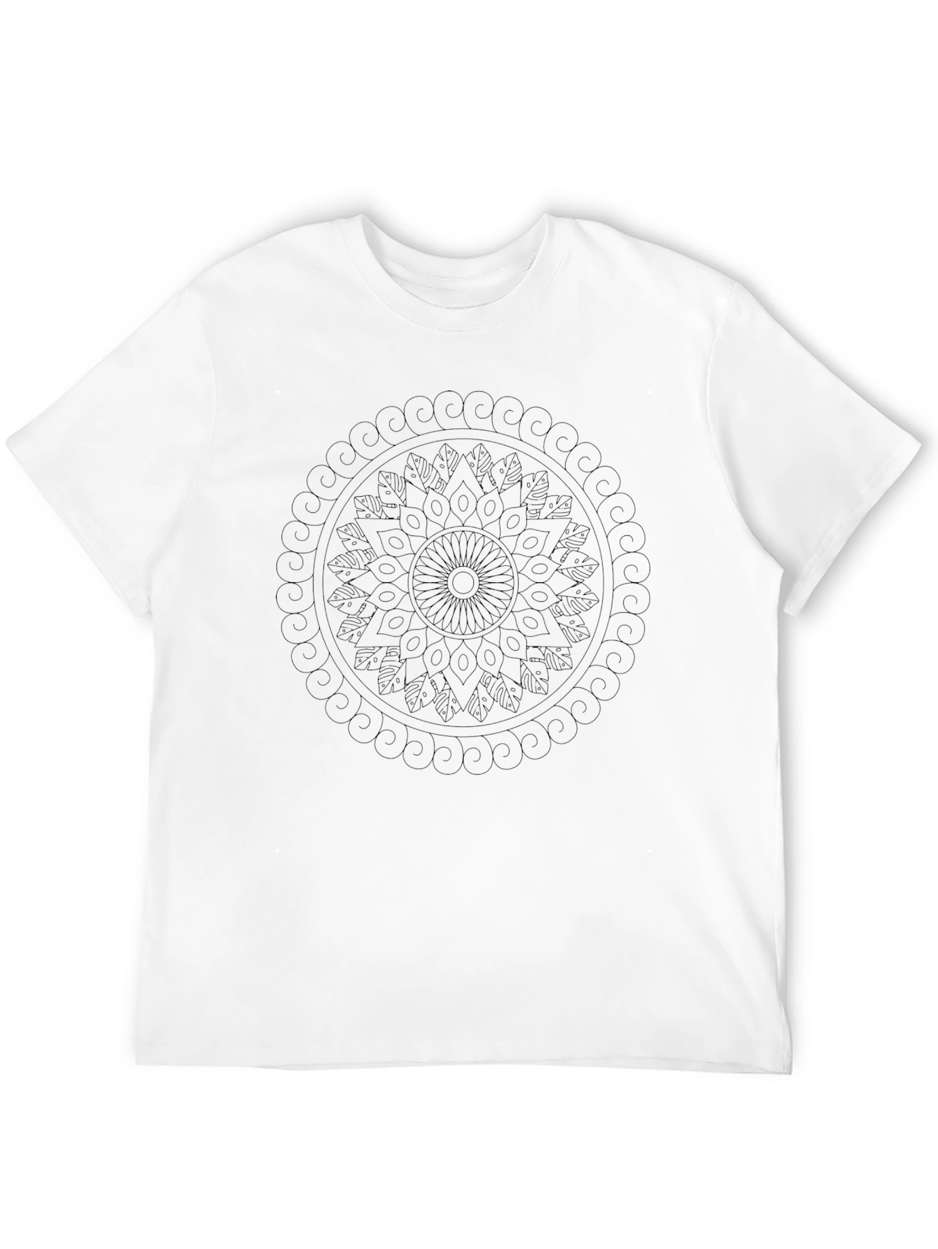Black Mandala Print Black T-Shirt - Unisex view 12