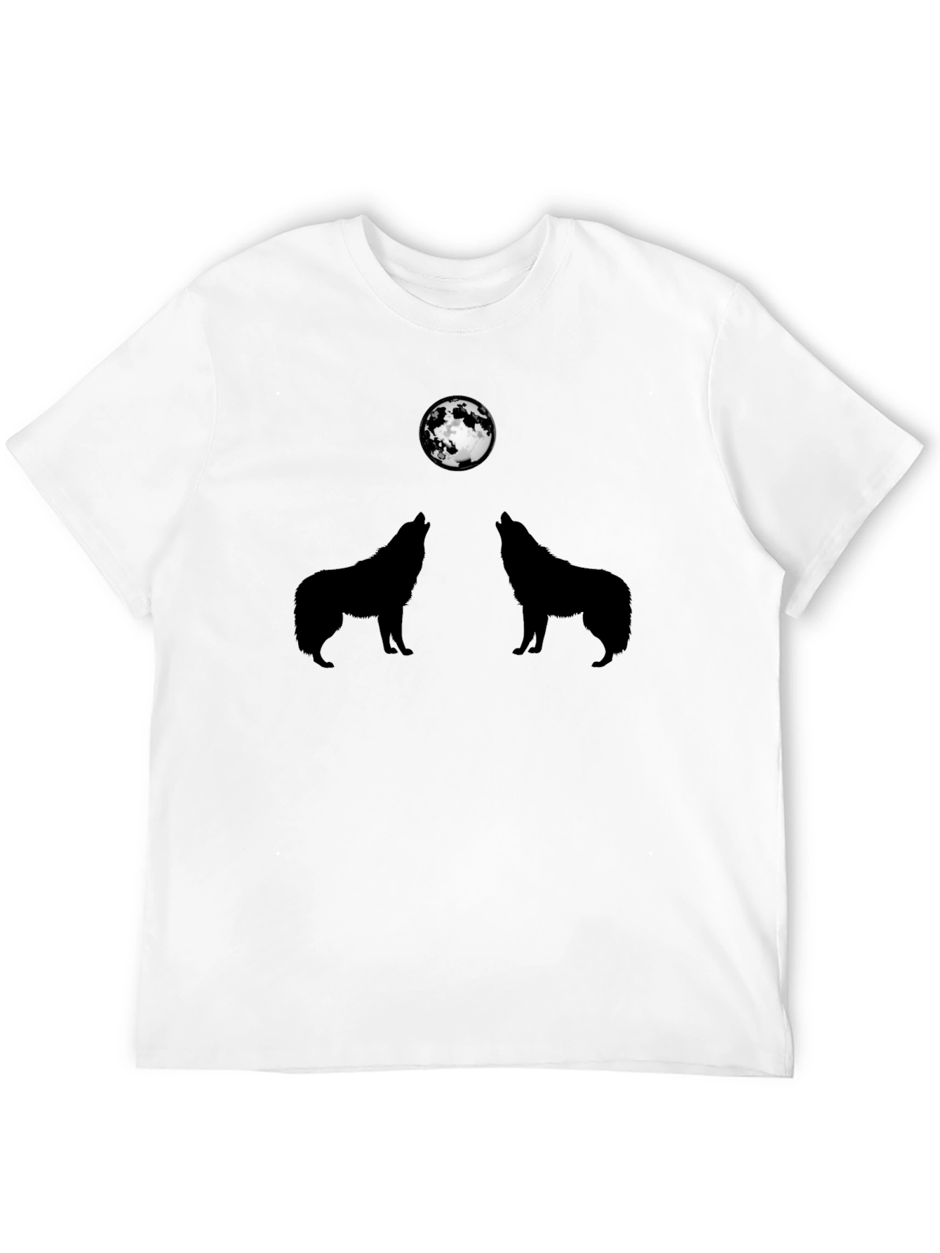 Black Wolf Moon Graphic T-Shirt - Black Crew Neck Tee view 12