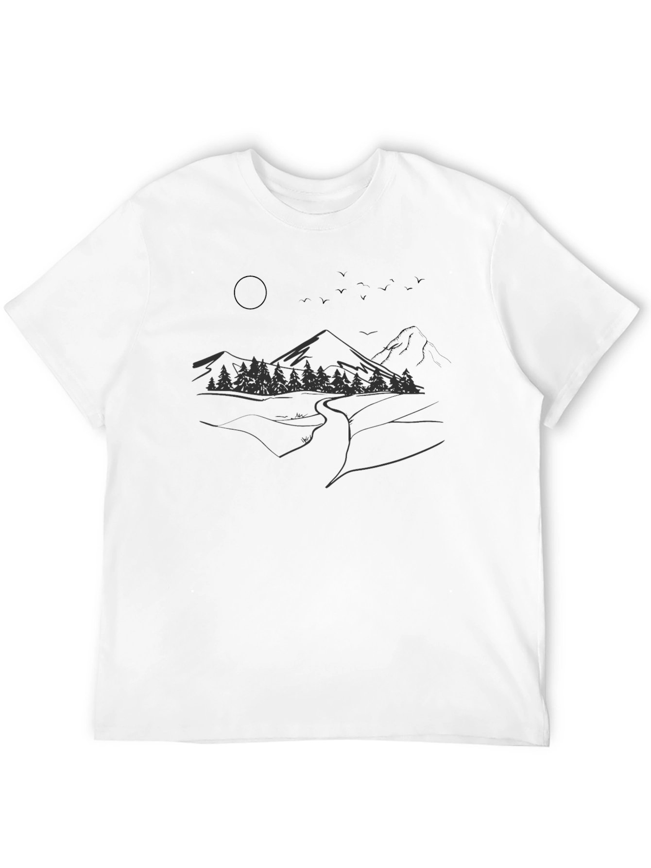 Black Mountain Landscape Graphic T-Shirt view 12