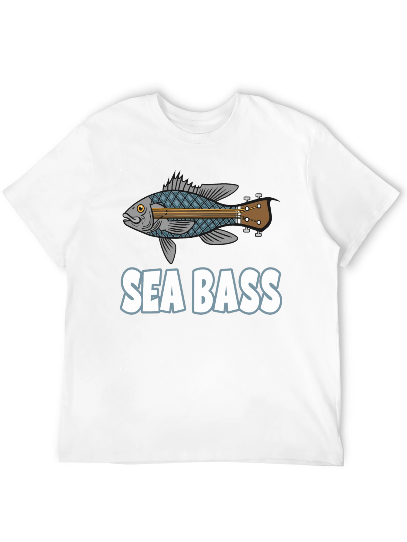 Black Sea Bass Guitar T-Shirt - Funny Music Fishing Tee view 12