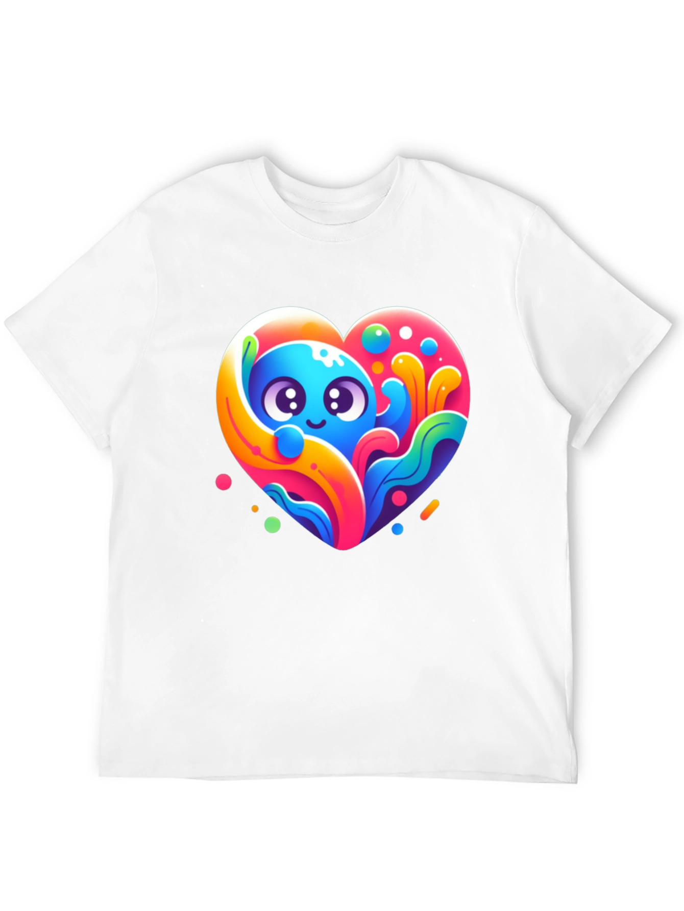Black Cute Cartoon Heart Graphic Black T-Shirt view 12