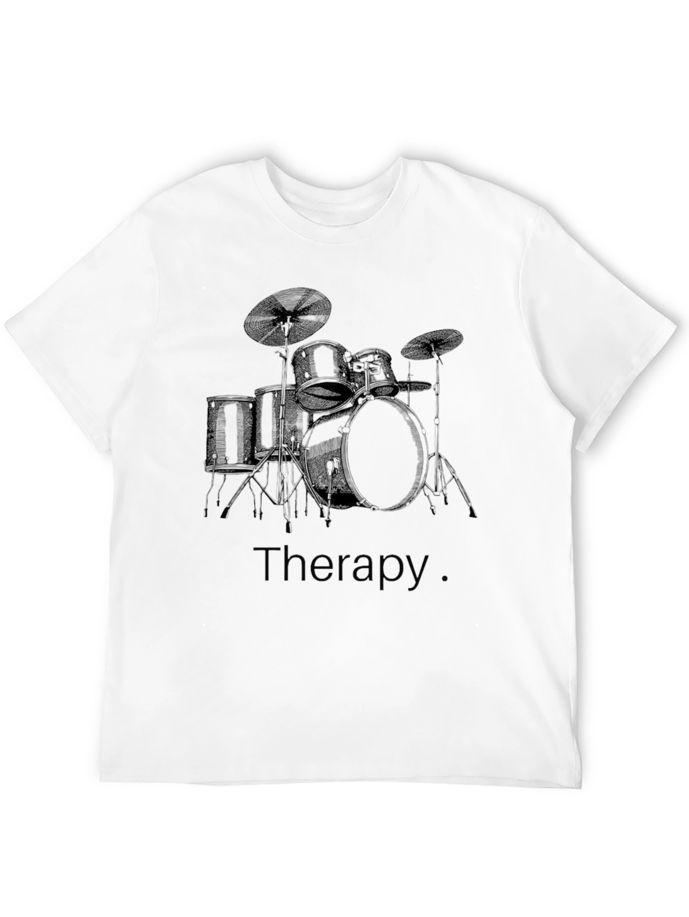 Black Drum Set Therapy T-Shirt - Music Lover Tee view 12
