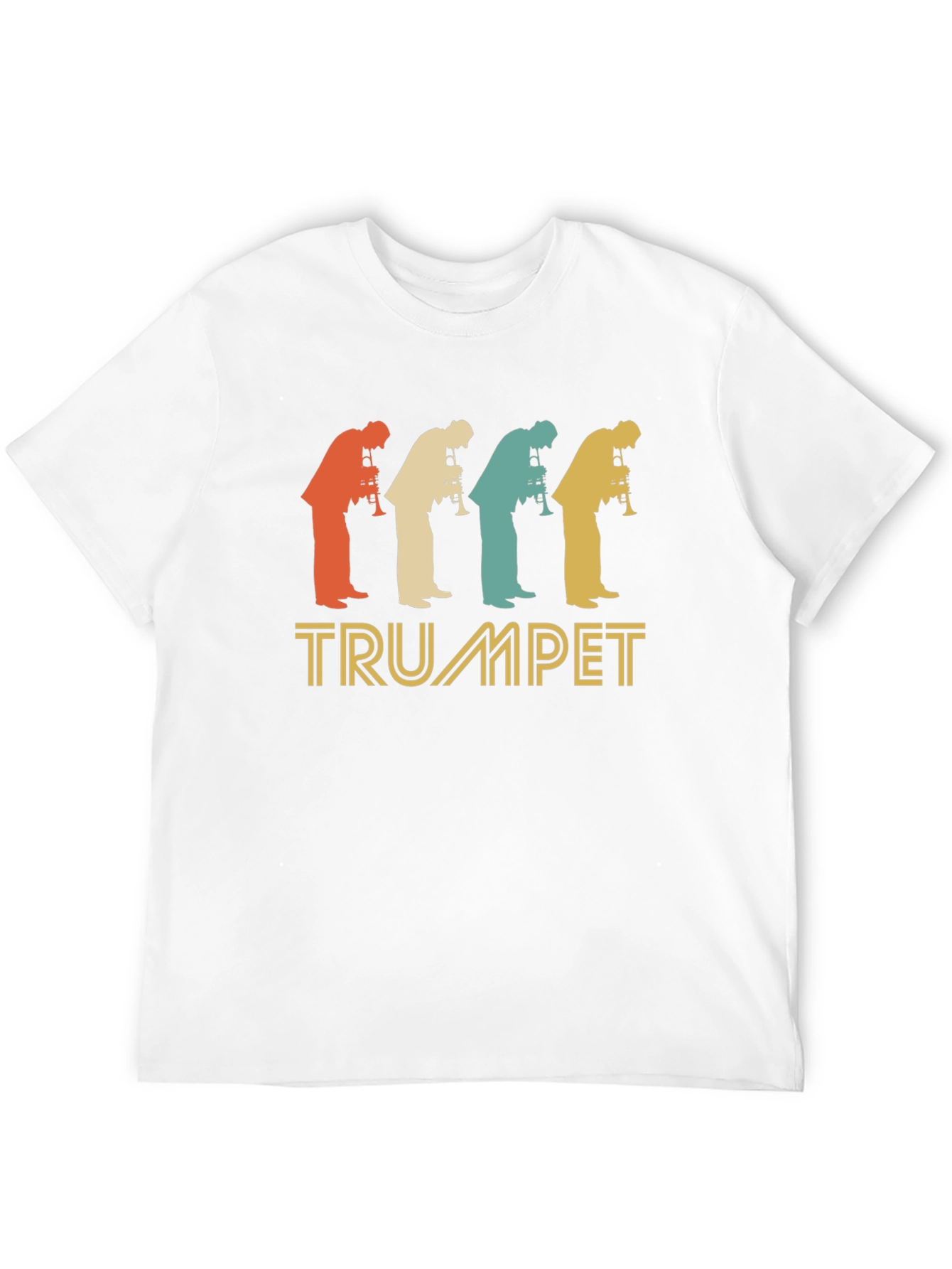 Black Vintage Trumpet Player Silhouette T-Shirt view 12