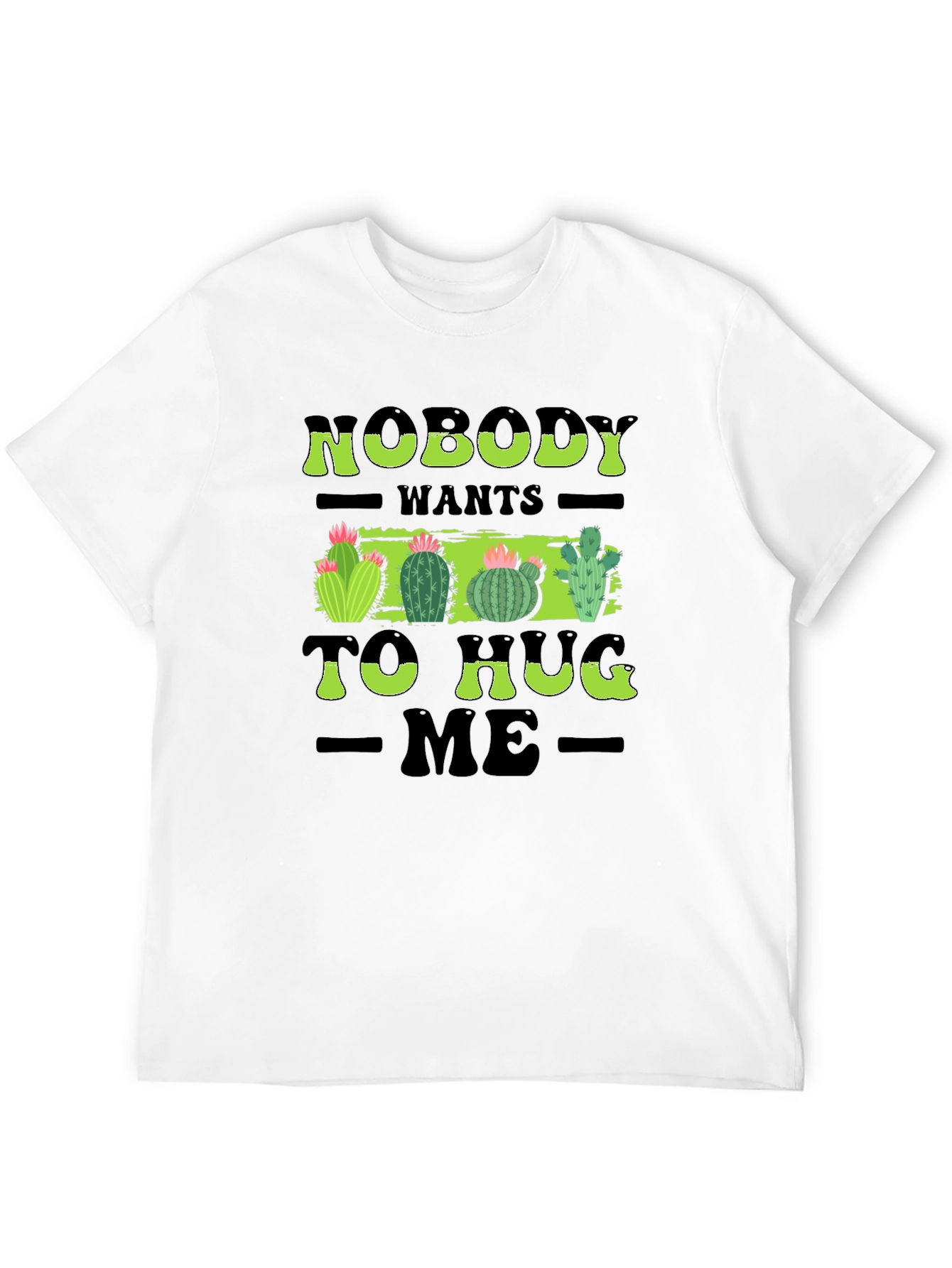 Black Nobody Wants to Hug Me Cactus T-Shirt view 12