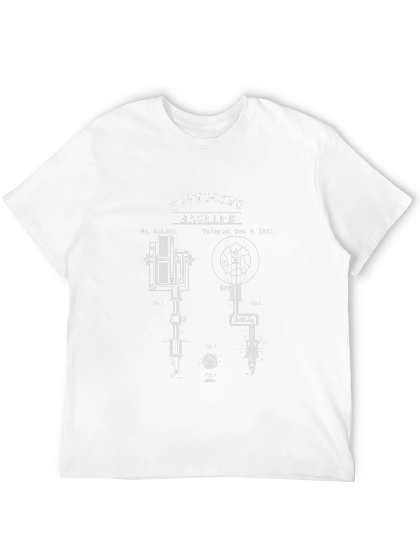 Black Vintage Tattoo Machine Blueprint Graphic T-Shirt view 12