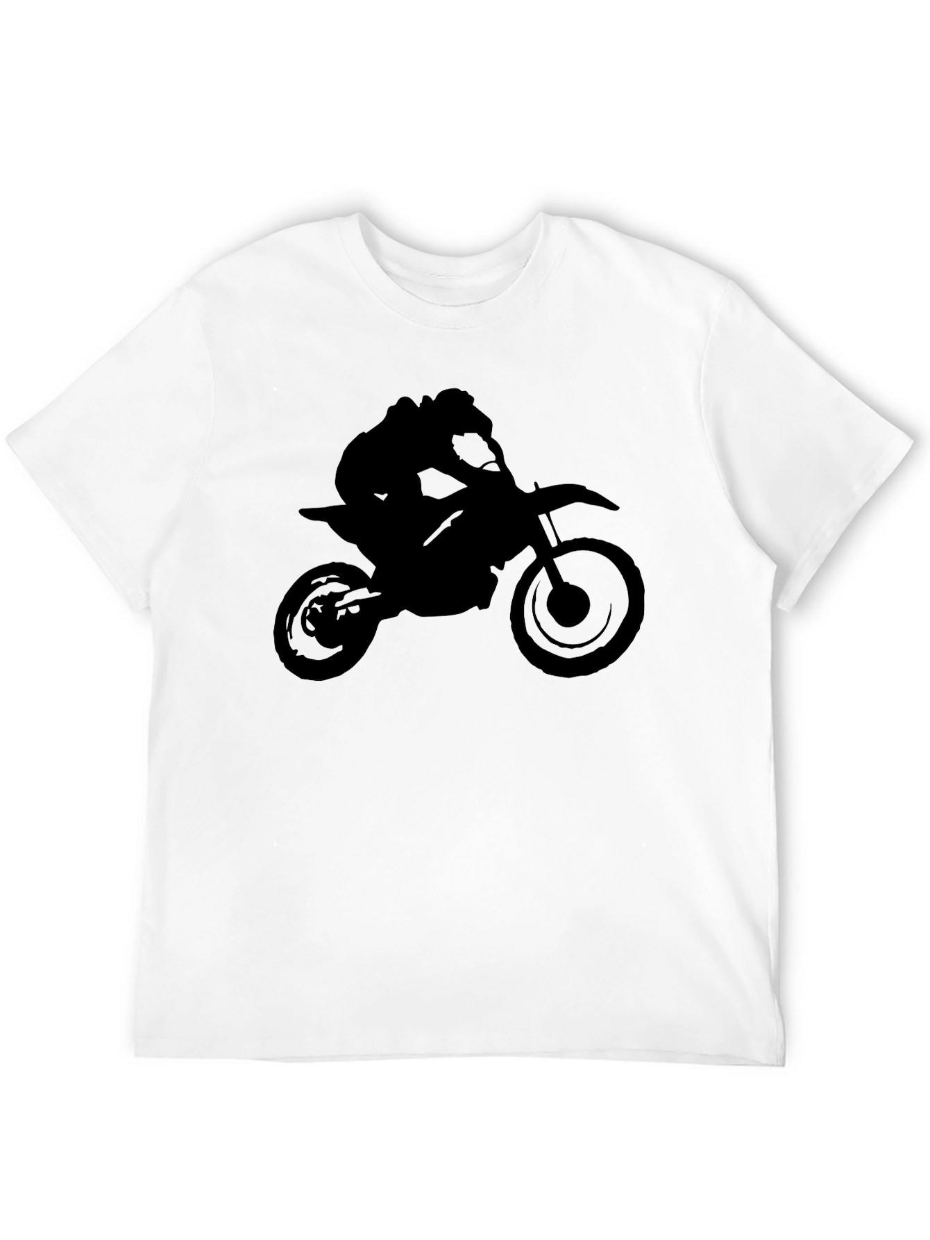 Black Motorcycle Rider Graphic Tee - Black Cotton Blend view 12
