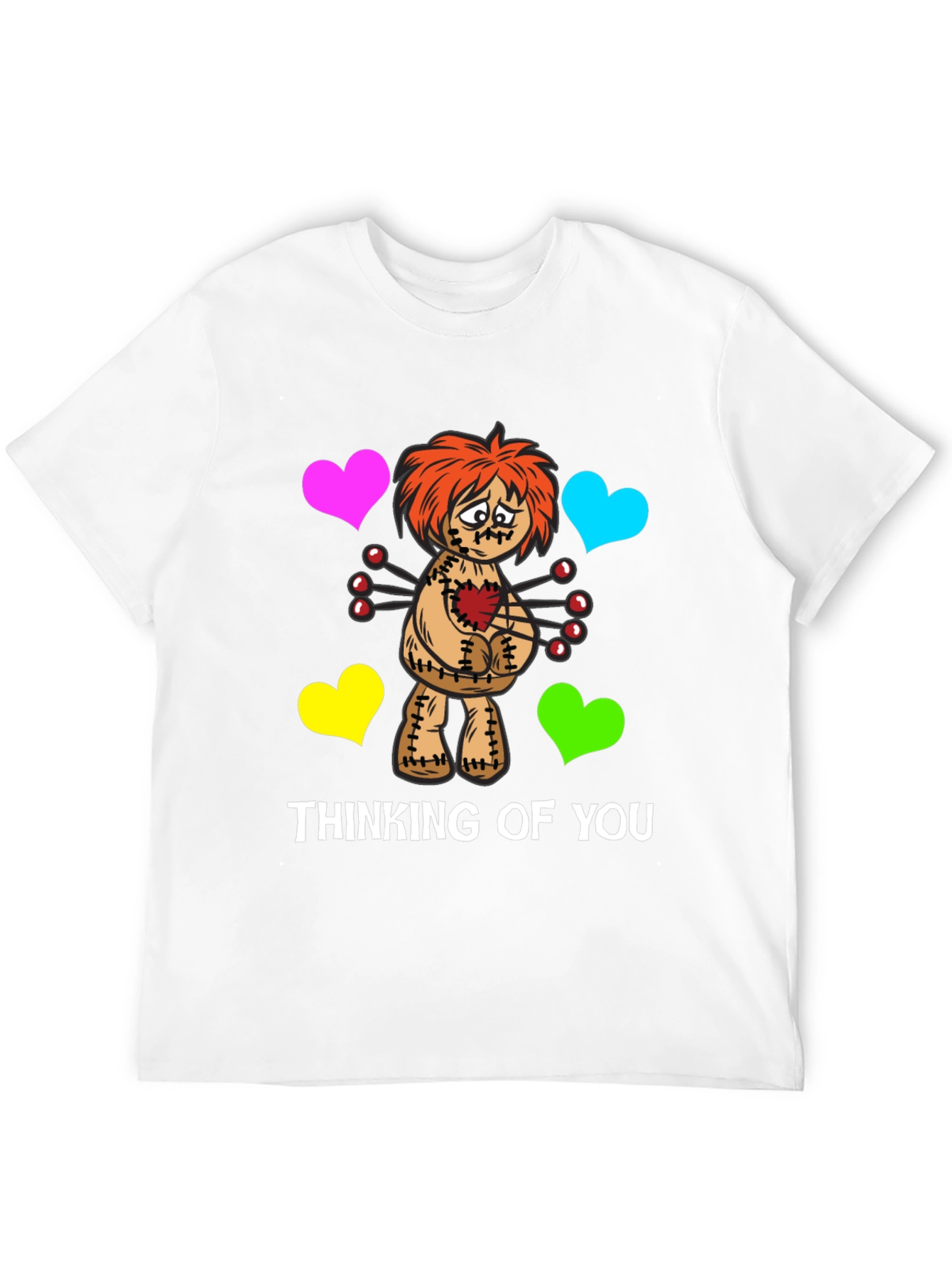 Black Thinking of You Voodoo Doll Graphic T-Shirt view 12