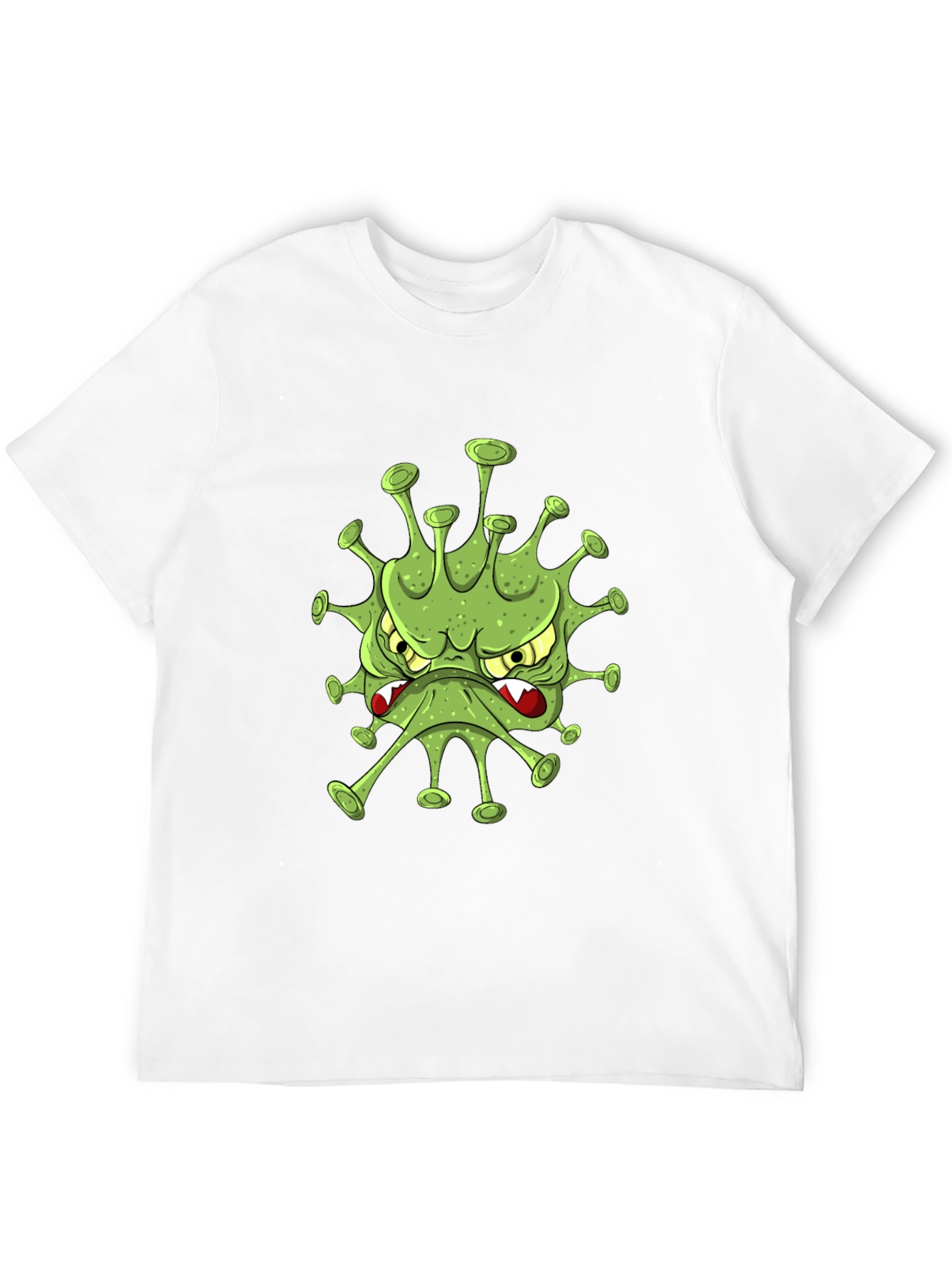 Black Men's Black T-Shirt with Cartoon Virus Design view 12