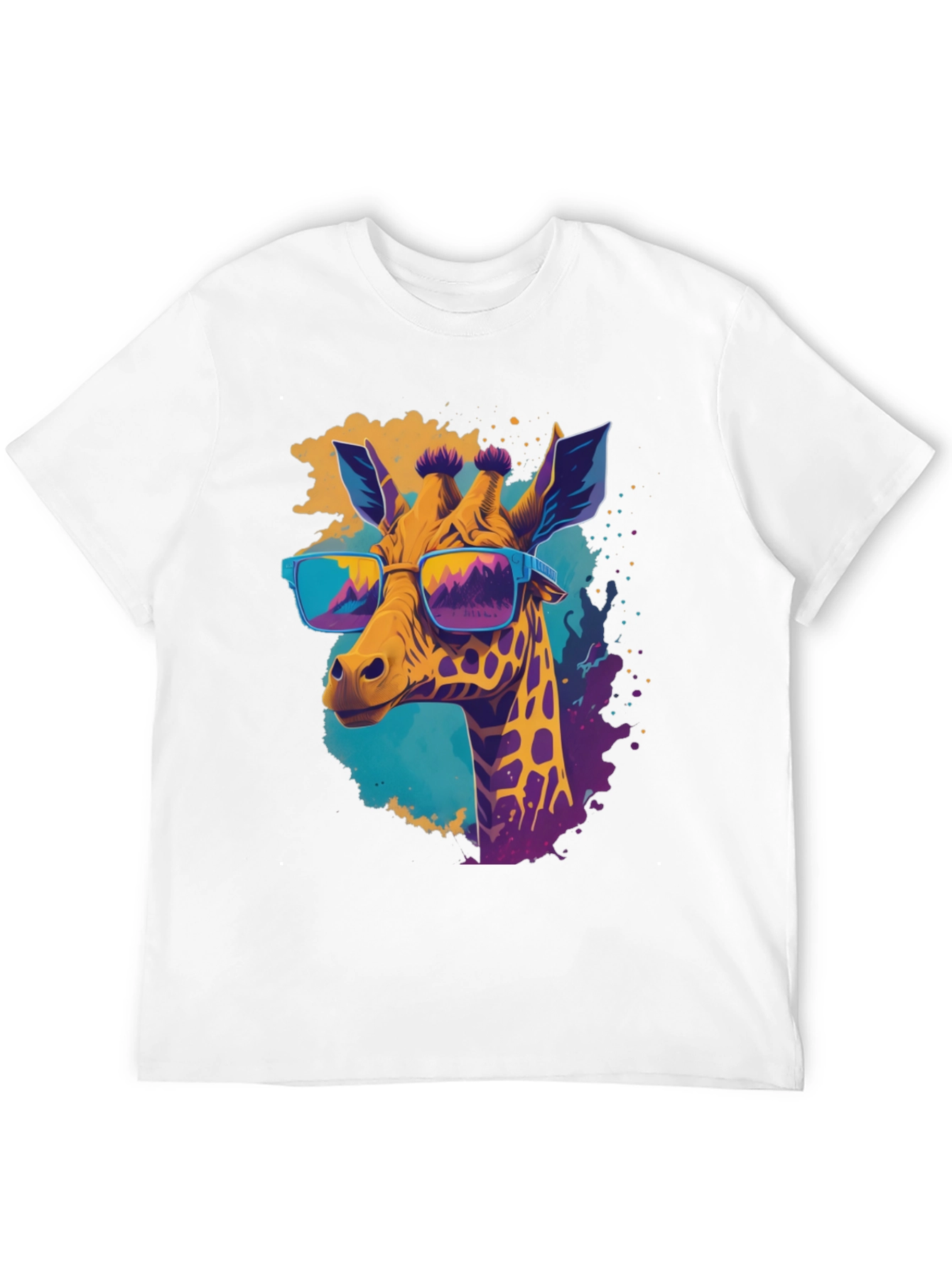 Black Cool Giraffe Graphic Tee - Stylish Men's Black T-Shirt view 12